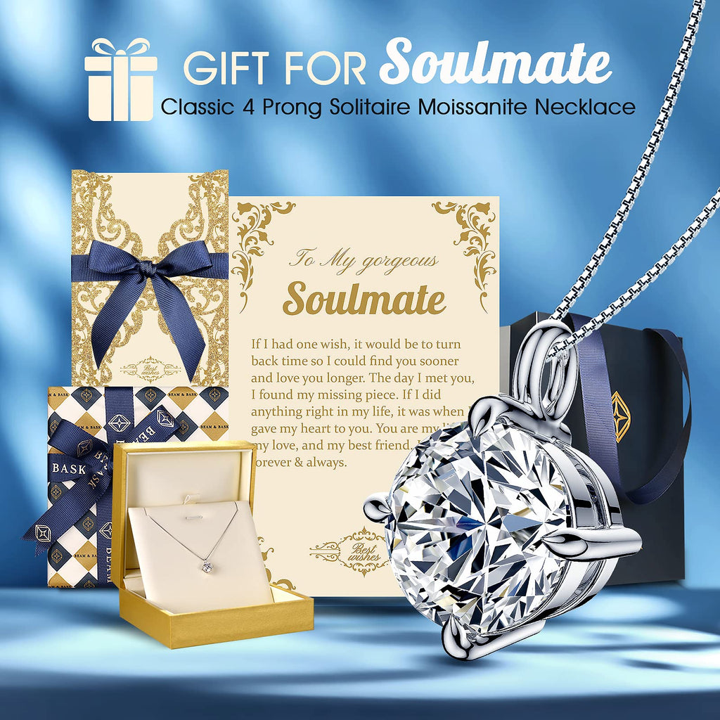 Beam & Bask Pendant Necklace for Wife or Girlfriend, Anniversary Birthday Wedding Moissanite Jewelry for Soulmate Her Women, S925 Sterling Silver
