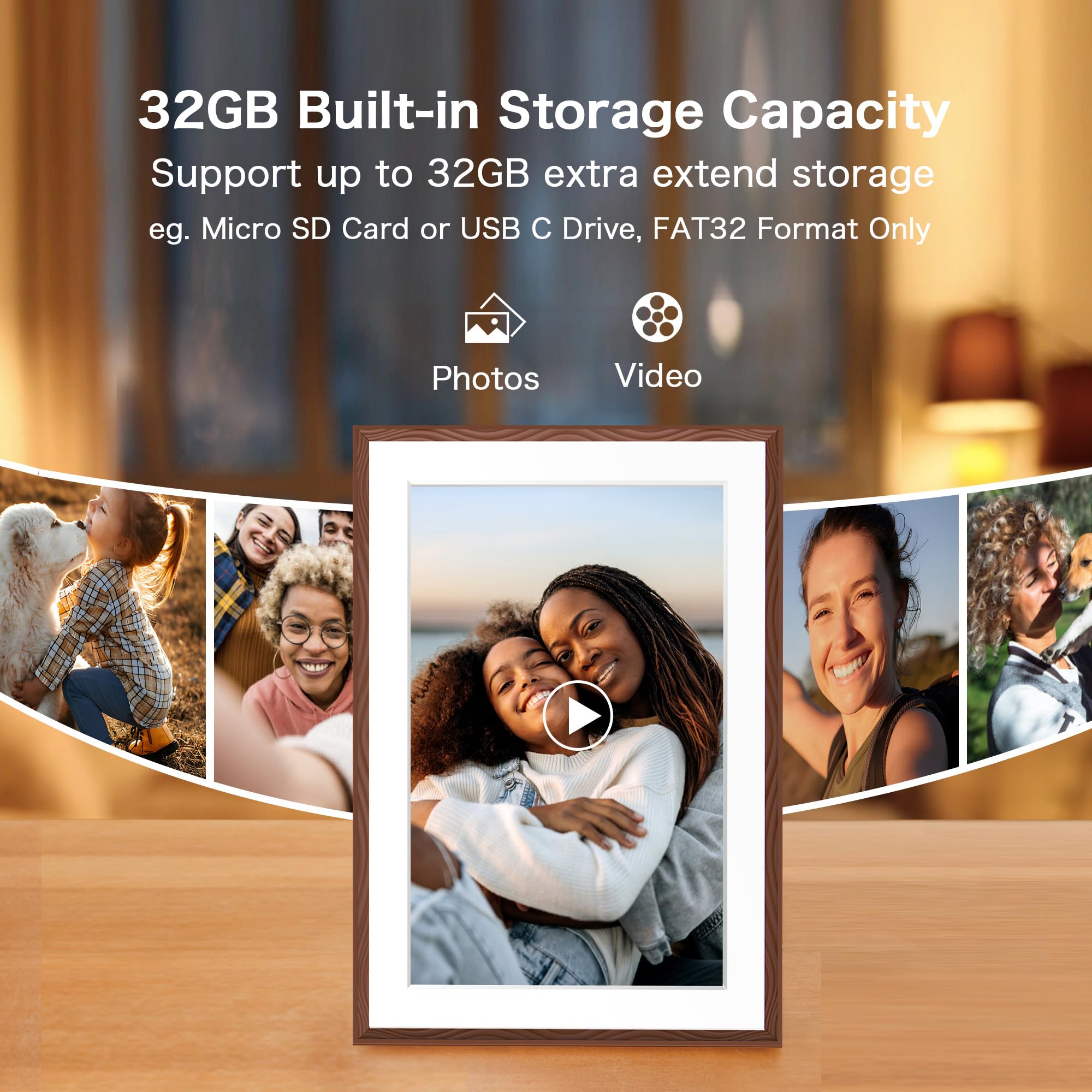 Digital Picture Frame, 10.1'' Frameo Digital Frame Wifi, 32GB Memory, 1280*800 HD Touch Screen Digital Photo Frame, Wall Mountable, Auto-Rotate, Share Instantly, Wedding, Birthday Gifts for Women, Mom