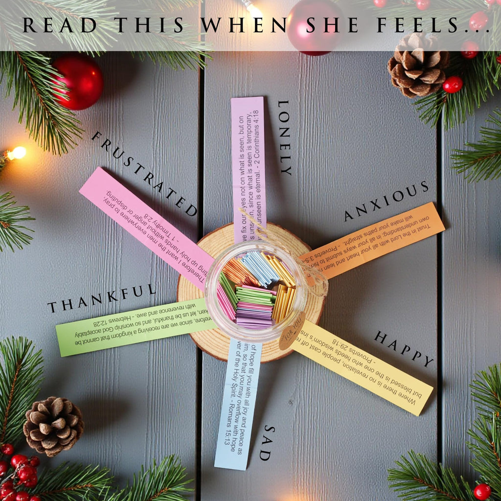 Read This When Bible Verses Jar for Daily Encouragement – Christian, Birthday & Christmas Gifts for Women; Great Gift for Mom, White Elephant Gift & Stocking Stuffer for Women