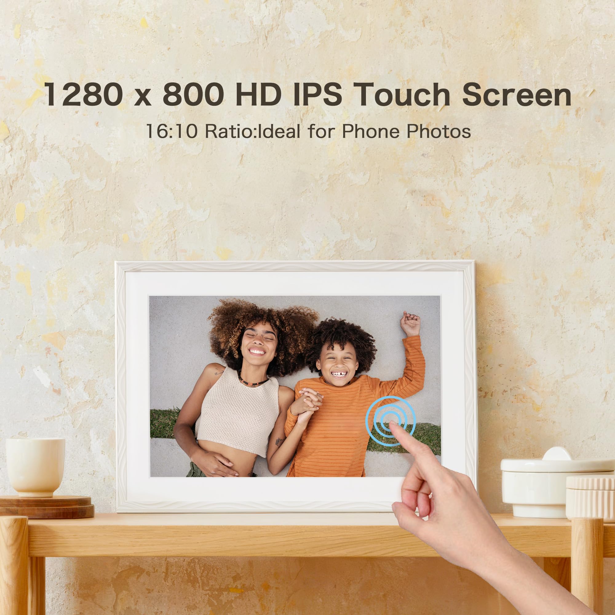Digital Picture Frame, 10.1'' Frameo Digital Frame Wifi, 32GB Memory, 1280*800 HD Touch Screen Digital Photo Frame, Wall Mountable, Auto-Rotate, Share Instantly, Wedding, Birthday Gifts for Women, Mom