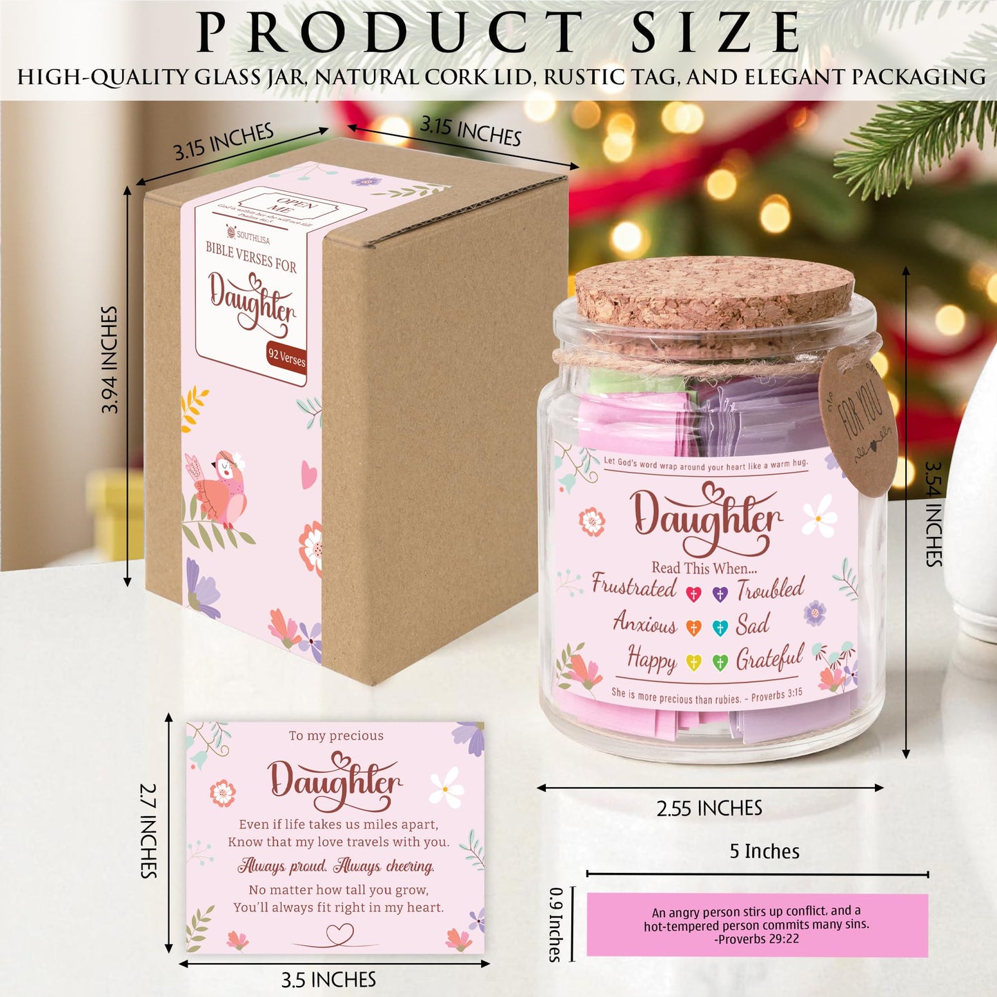 Read This When Bible Verses Jar for Daily Encouragement – Christian, Birthday & Christmas Gifts for Women; Great Gift for Mom, White Elephant Gift & Stocking Stuffer for Women