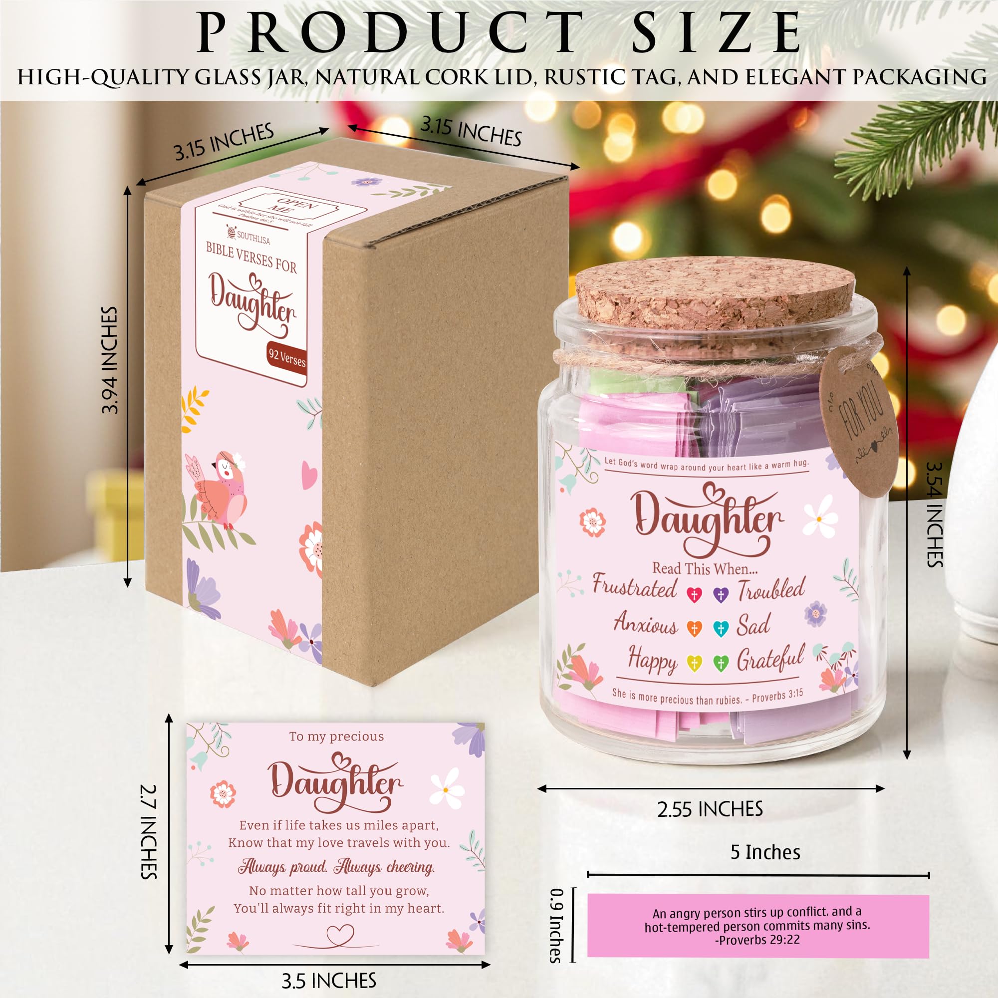 Read This When Bible Verses Jar for Daily Encouragement – Christian, Birthday & Christmas Gifts for Women; Great Gift for Mom, White Elephant Gift & Stocking Stuffer for Women