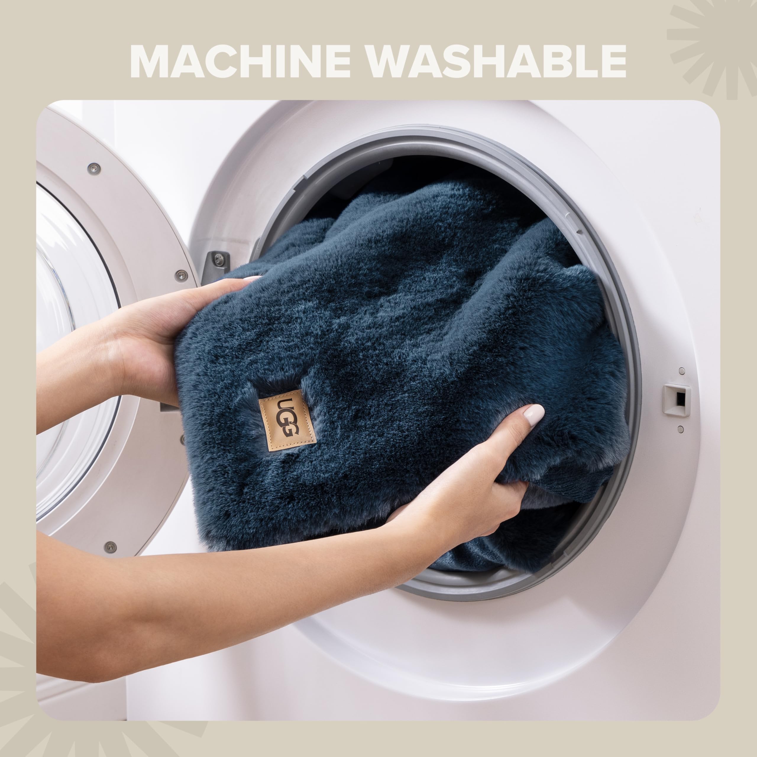 UGG Plush Faux Fur Throw Blanket Reversible Medium Weight Luxury Soft Throw Blankets for Bed or Chair, Hypoallergenic, Machine Washable, Home Decor, 50-inch x 70-inch, Charcoal Dark Grey (Euphoria)