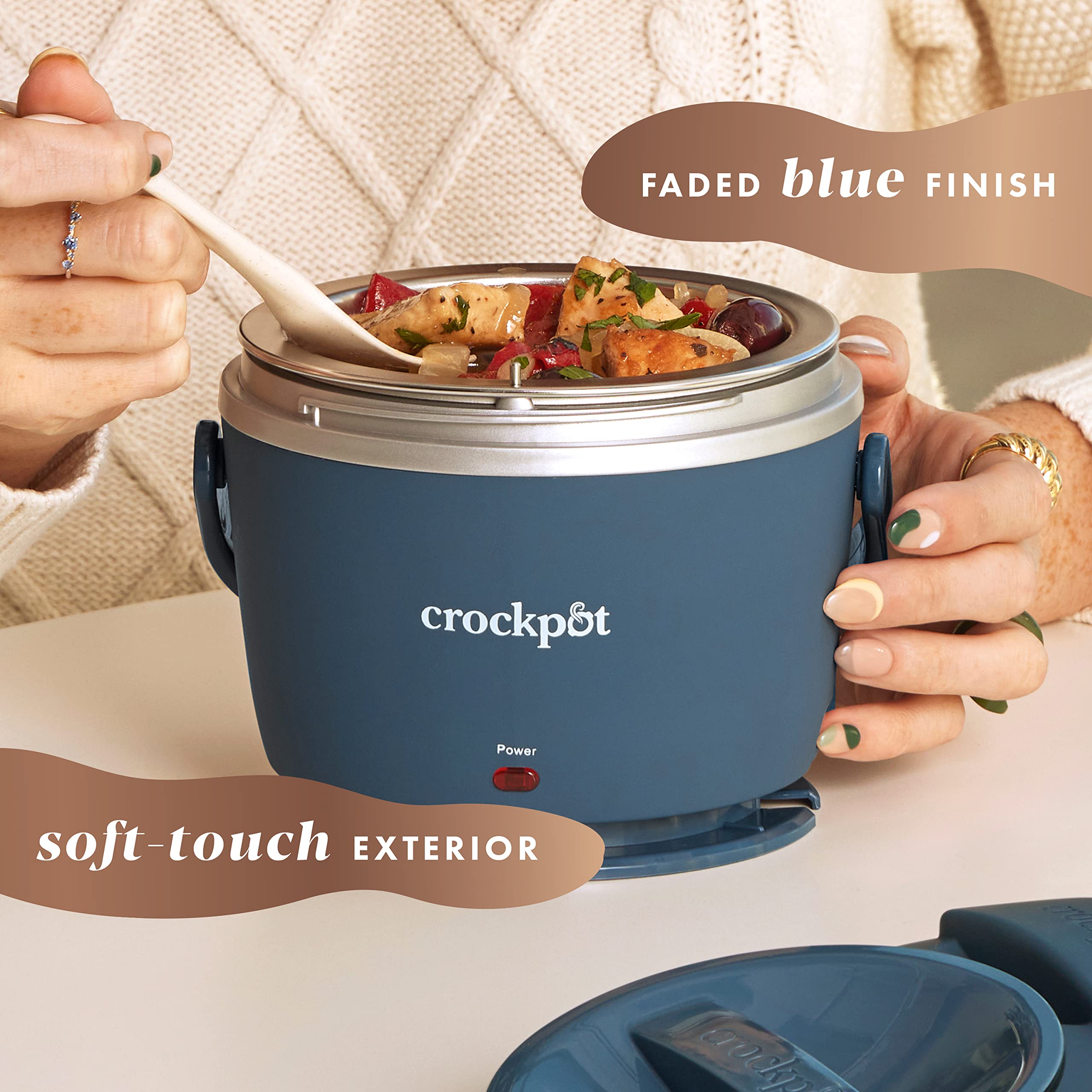 Crock-Pot 20-Ounce Electric Lunch Box, Portable Food Warmer, Blush Pink | Perfect for Travel, Car, On-the-Go | Spill-Free, Dishwasher-Safe