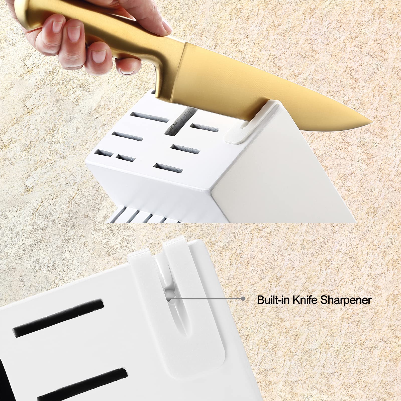 McCook® Knife Sets, German Stainless Steel Kitchen Knife Block Sets with Built-in Sharpener