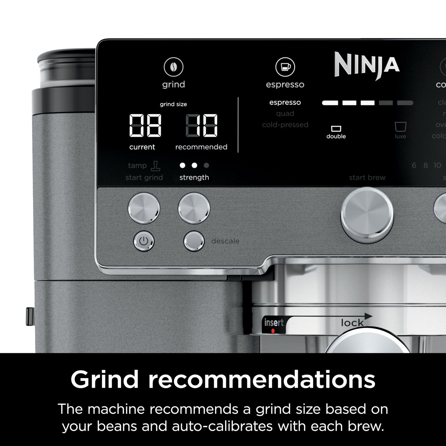 Ninja Luxe Café 3-in-1 Espresso, Drip Coffee and Cold Brew Machine | Intergrated Coffee Grinder, Milk Frother, Assisted Tamper & Built-In Espresso Accessory Storage | Stainless Steel | ES601