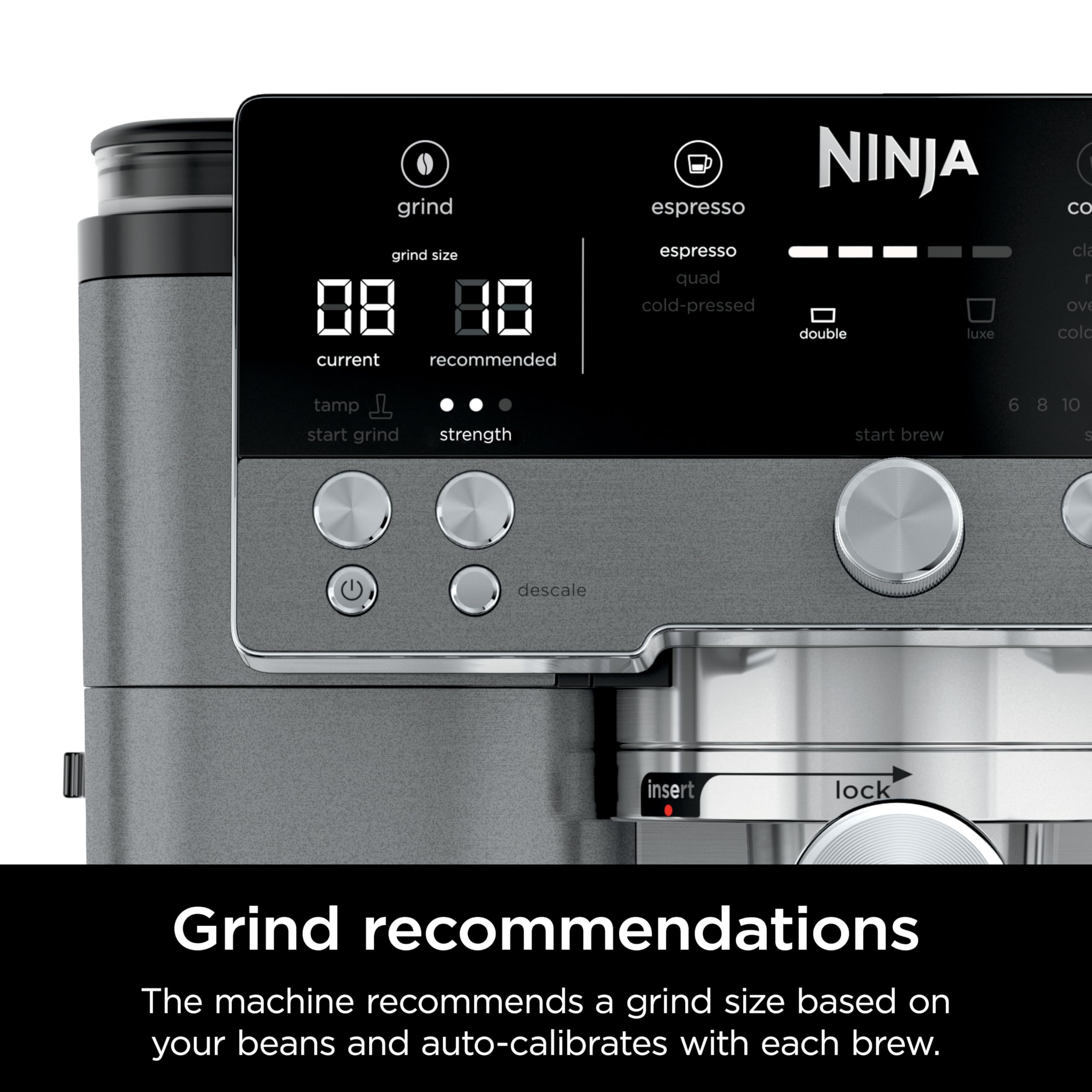 Ninja Luxe Café 3-in-1 Espresso, Drip Coffee and Cold Brew Machine | Intergrated Coffee Grinder, Milk Frother, Assisted Tamper & Built-In Espresso Accessory Storage | Stainless Steel | ES601