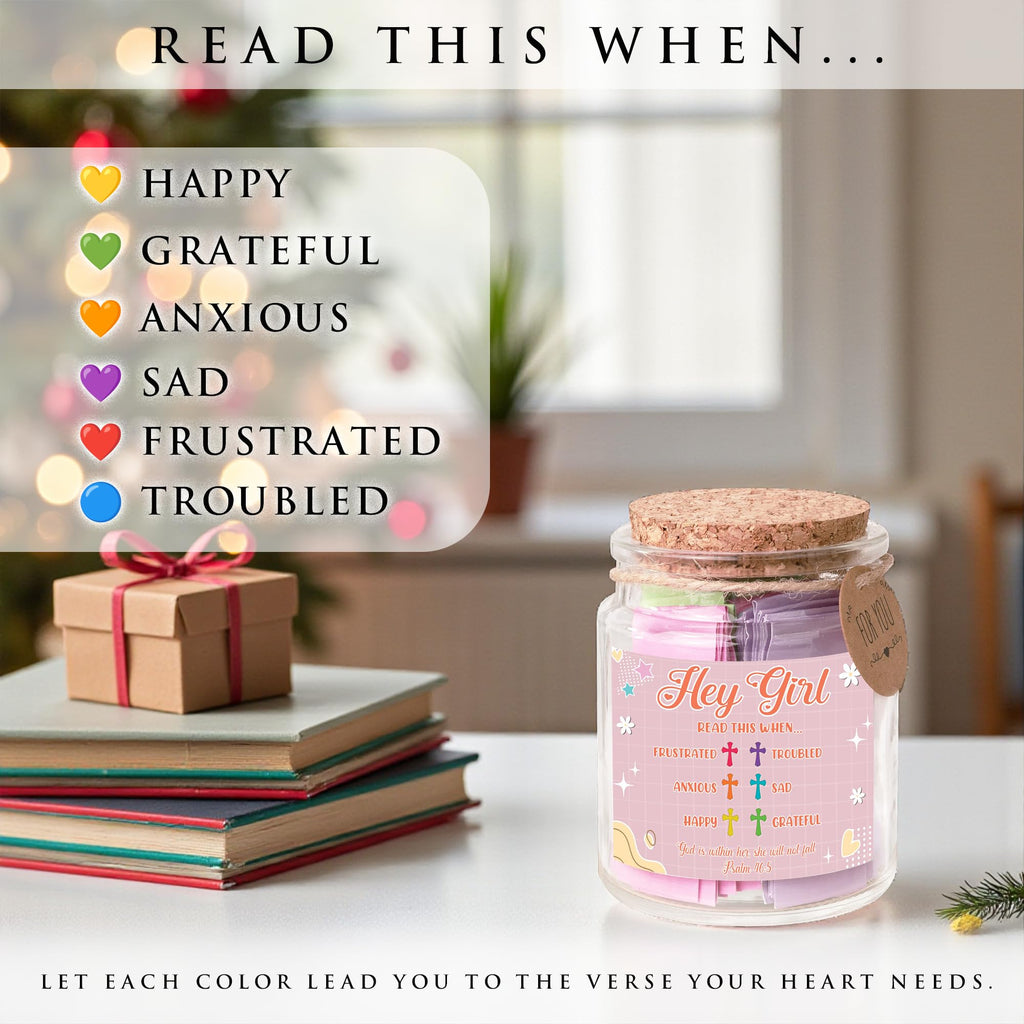 Read This When Bible Verses Jar for Daily Encouragement – Christian, Birthday & Christmas Gifts for Women; Great Gift for Mom, White Elephant Gift & Stocking Stuffer for Women