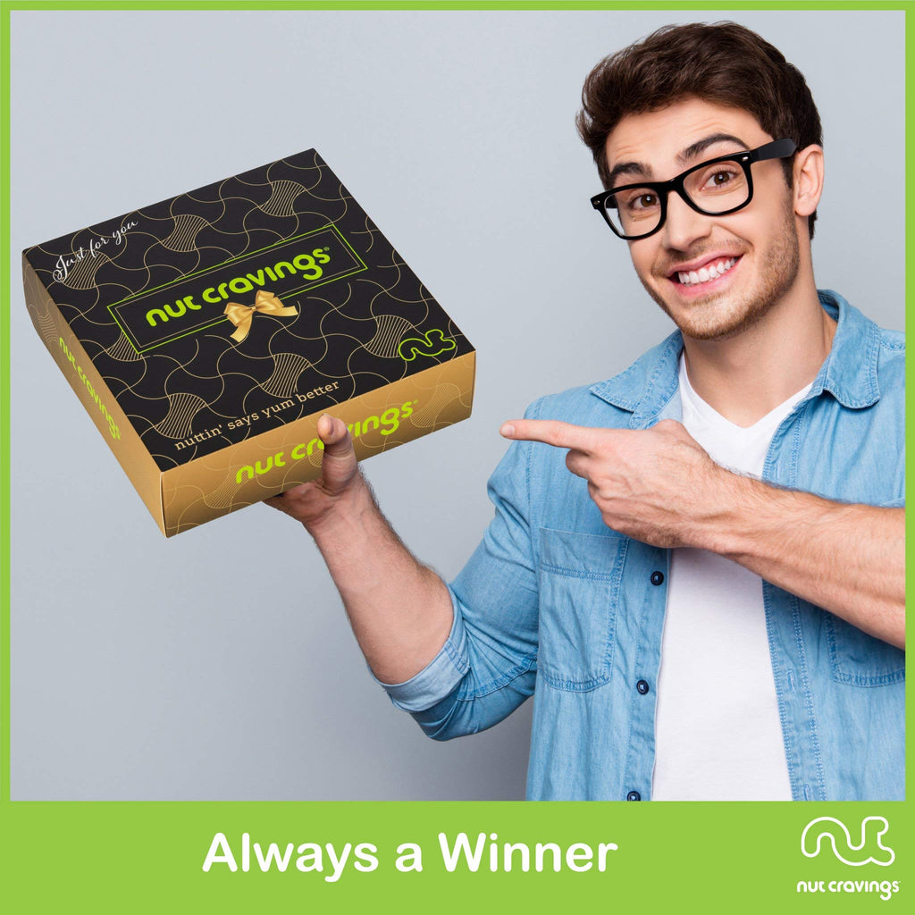 NUT CRAVINGS - Thanksgiving Mixed Nuts Gift Basket in Red Gold Box (7 Assortments, 1 LB) Holiday Xmas Christmas Food Arrangement, Healthy Snack Care Package, Food Assortments