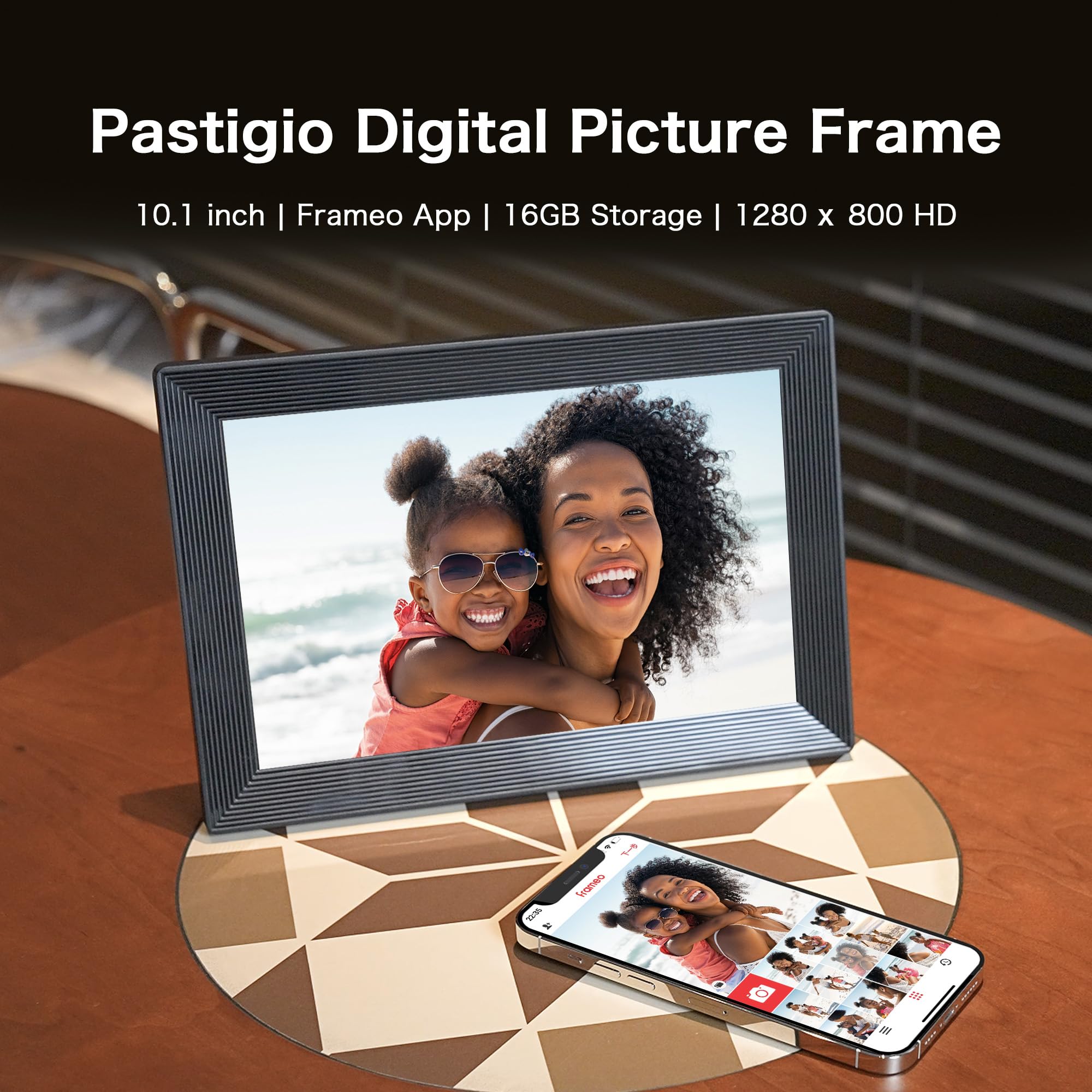 Digital Picture Frame, 10.1'' Frameo Digital Frame Wifi, 32GB Memory, 1280*800 HD Touch Screen Digital Photo Frame, Wall Mountable, Auto-Rotate, Share Instantly, Wedding, Birthday Gifts for Women, Mom