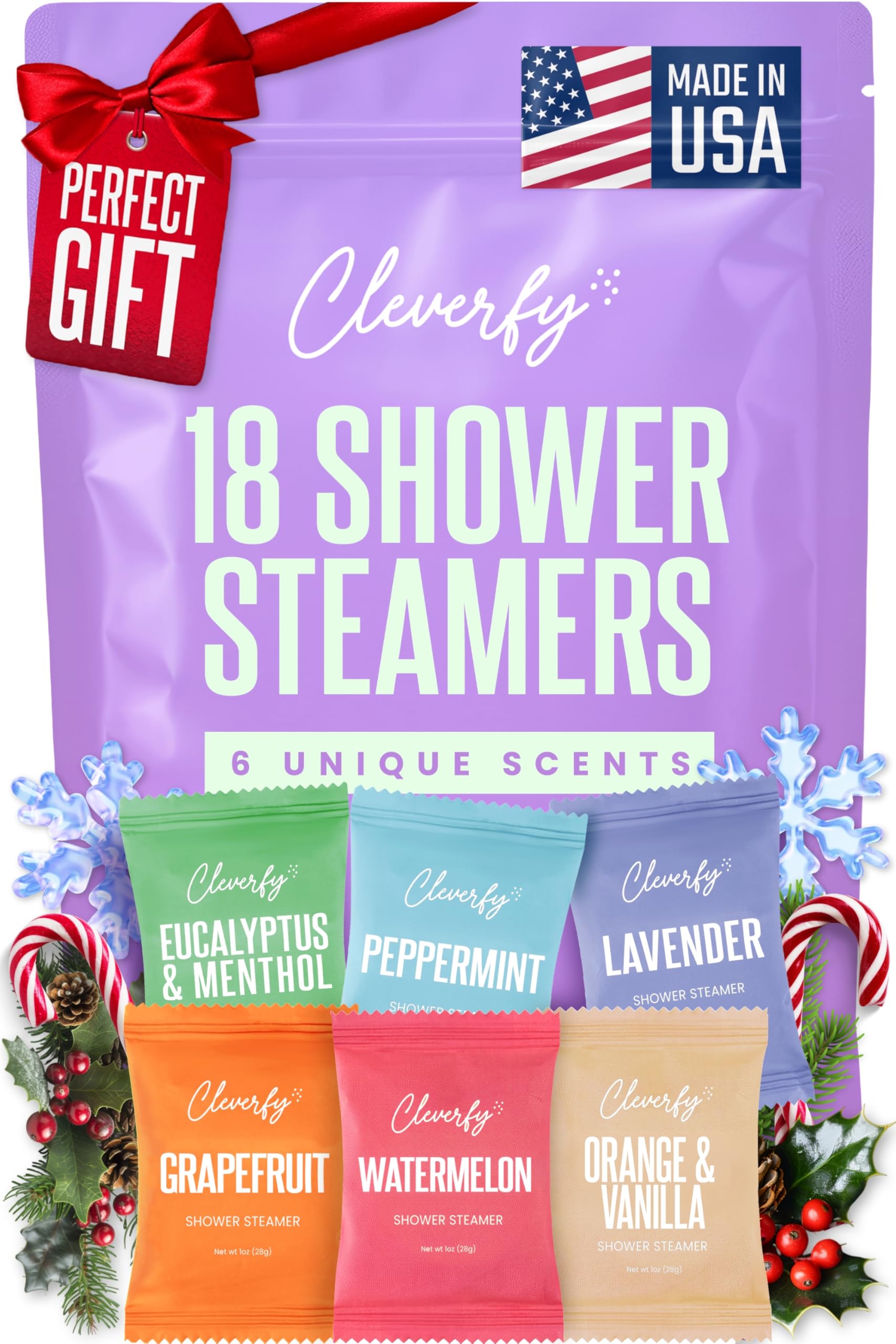 Cleverfy Shower Steamers Aromatherapy – Stocking Stuffers for Teen Girls, Women and Wife – Christmas Gifts for Teens and Women – White Elephant Gifts for Adults – 6 Tablets