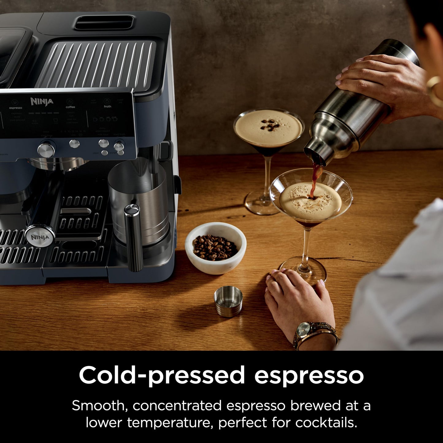 Ninja Luxe Café 3-in-1 Espresso, Drip Coffee and Cold Brew Machine | Intergrated Coffee Grinder, Milk Frother, Assisted Tamper & Built-In Espresso Accessory Storage | Stainless Steel | ES601