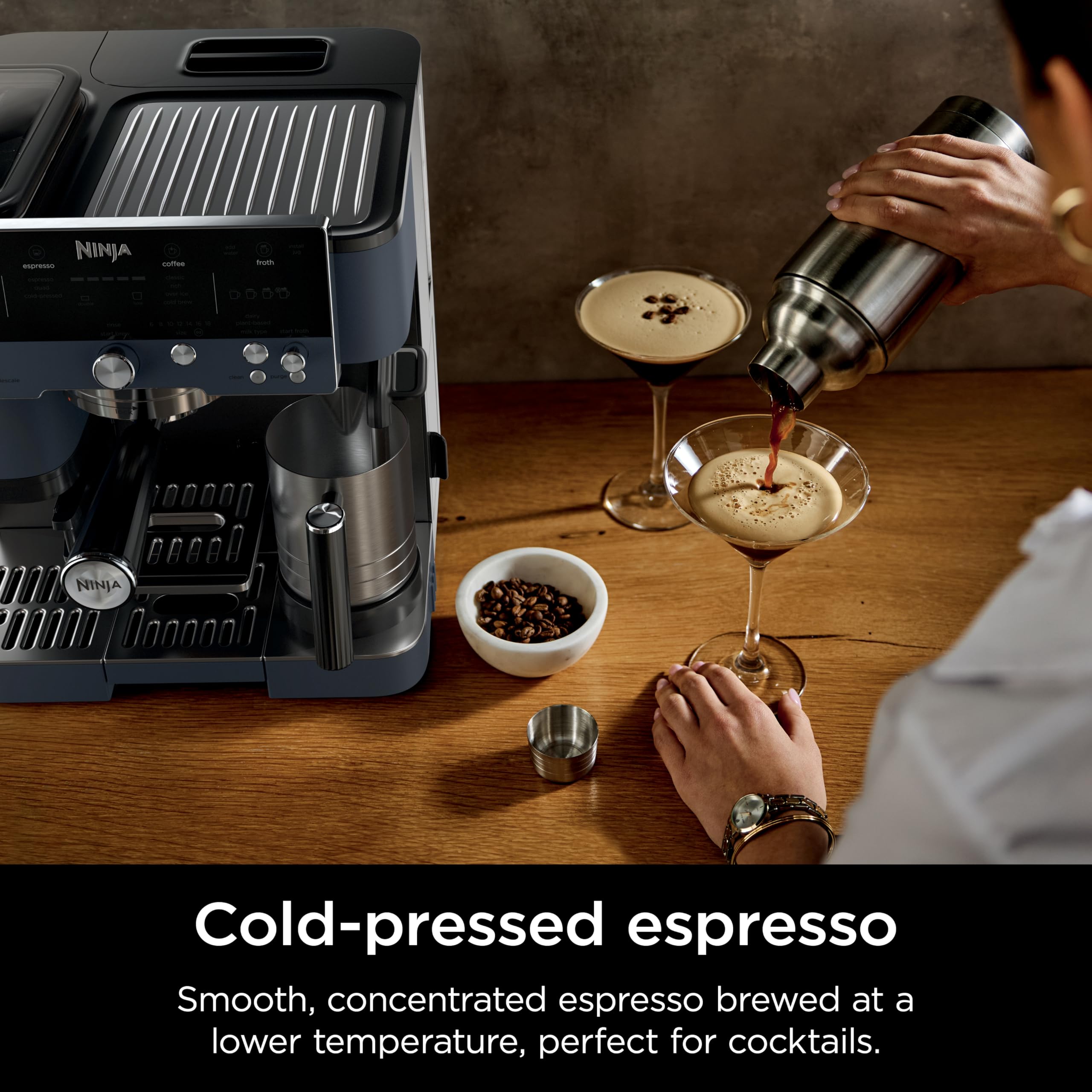 Ninja Luxe Café 3-in-1 Espresso, Drip Coffee and Cold Brew Machine | Intergrated Coffee Grinder, Milk Frother, Assisted Tamper & Built-In Espresso Accessory Storage | Stainless Steel | ES601