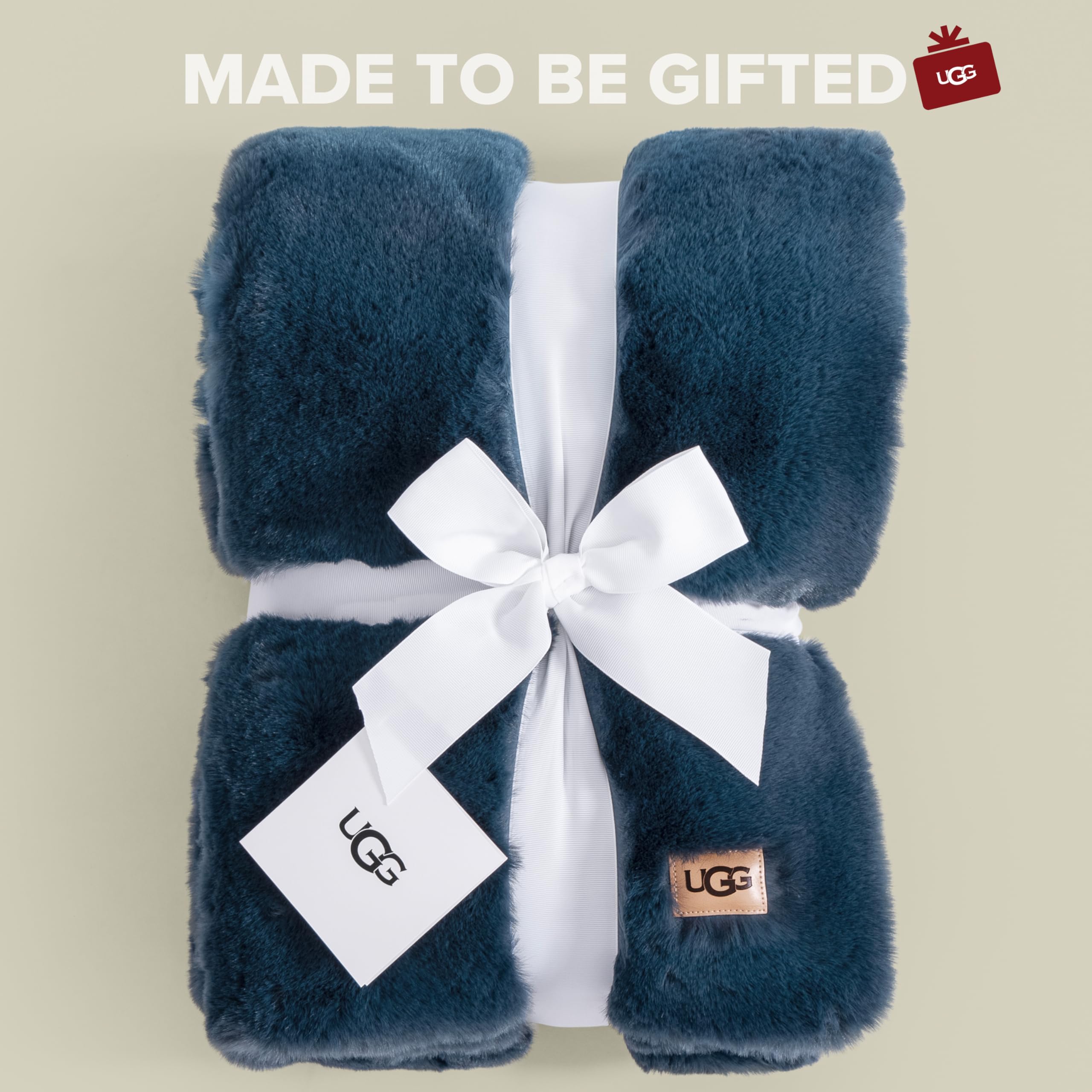 UGG Plush Faux Fur Throw Blanket Reversible Medium Weight Luxury Soft Throw Blankets for Bed or Chair, Hypoallergenic, Machine Washable, Home Decor, 50-inch x 70-inch, Charcoal Dark Grey (Euphoria)