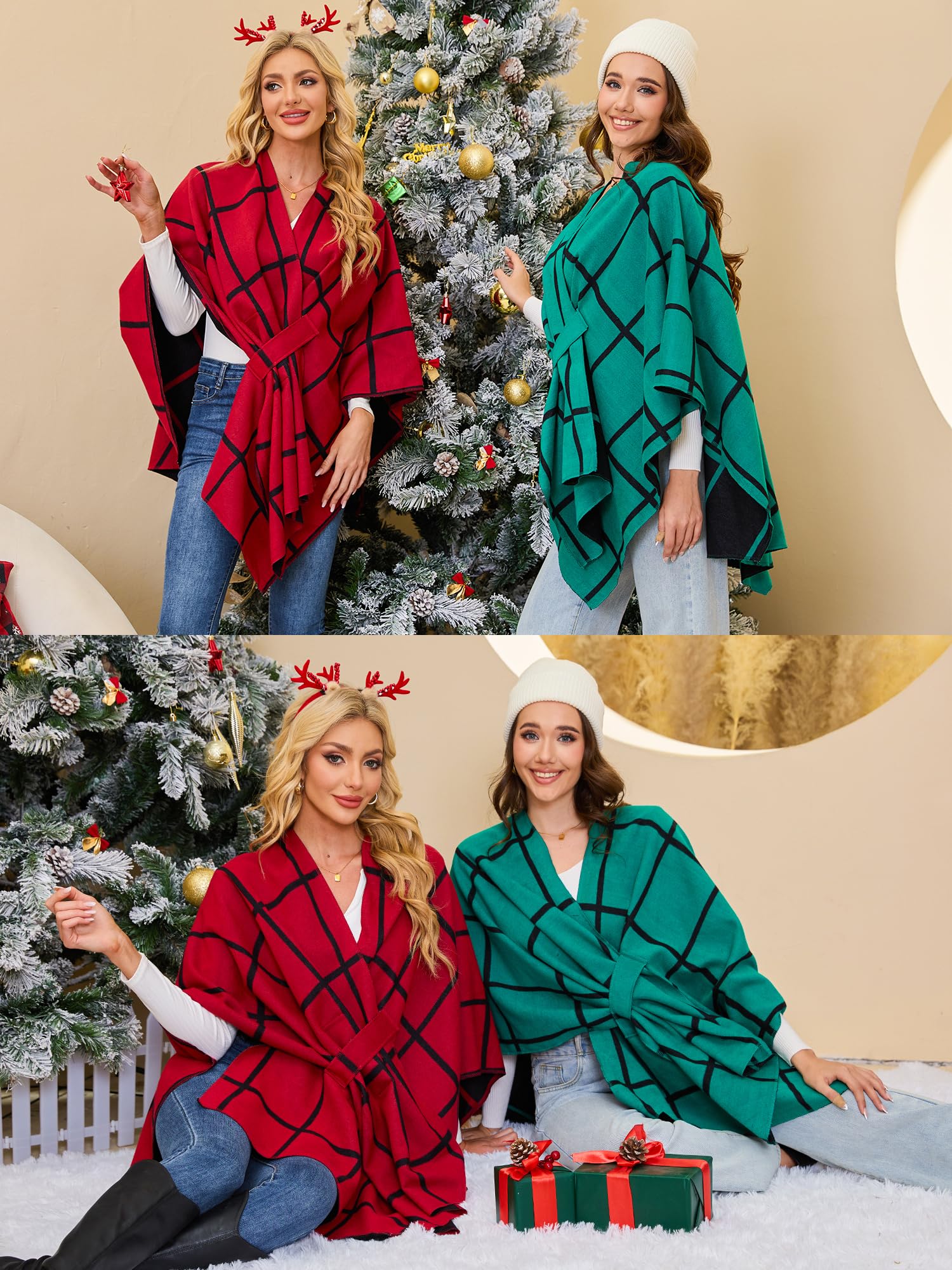 Moss Rose Women's Shawl Wrap Poncho Ruana Cape Open Front Cardigan Shawls for Fall Winter