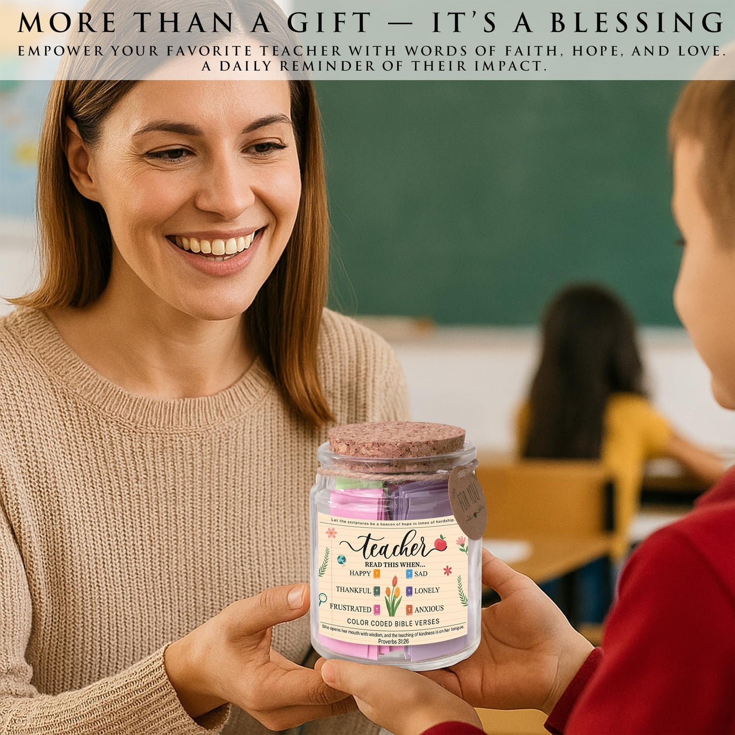 Read This When Bible Verses Jar for Daily Encouragement – Christian, Birthday & Christmas Gifts for Women; Great Gift for Mom, White Elephant Gift & Stocking Stuffer for Women