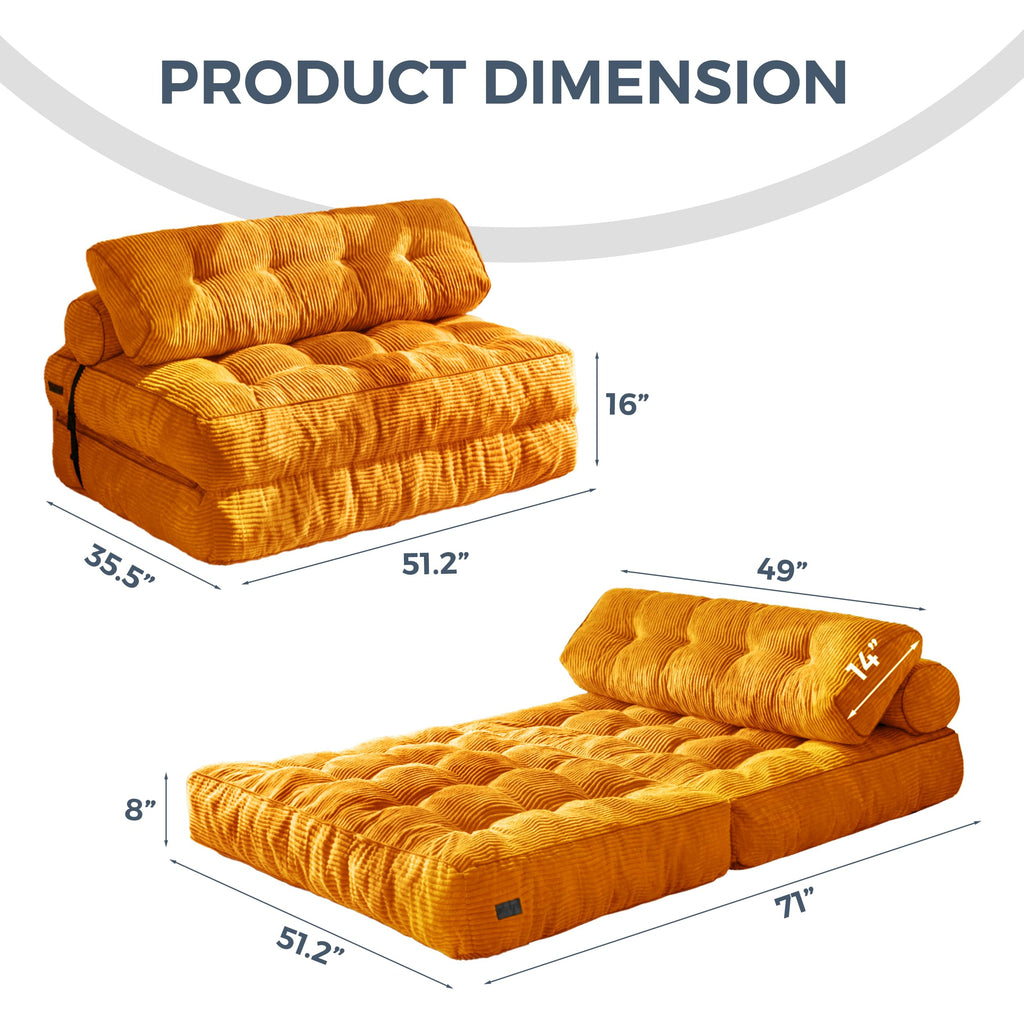 MAXYOYO Folding Sofa Bed, Convertible Sleeper Chair with Pillow Foldable Mattress with Back Support, Portable Fold Out Chair Bed Comfy Floor Sofa Lounge for Living Room Bedroom, Dark Grey, Single