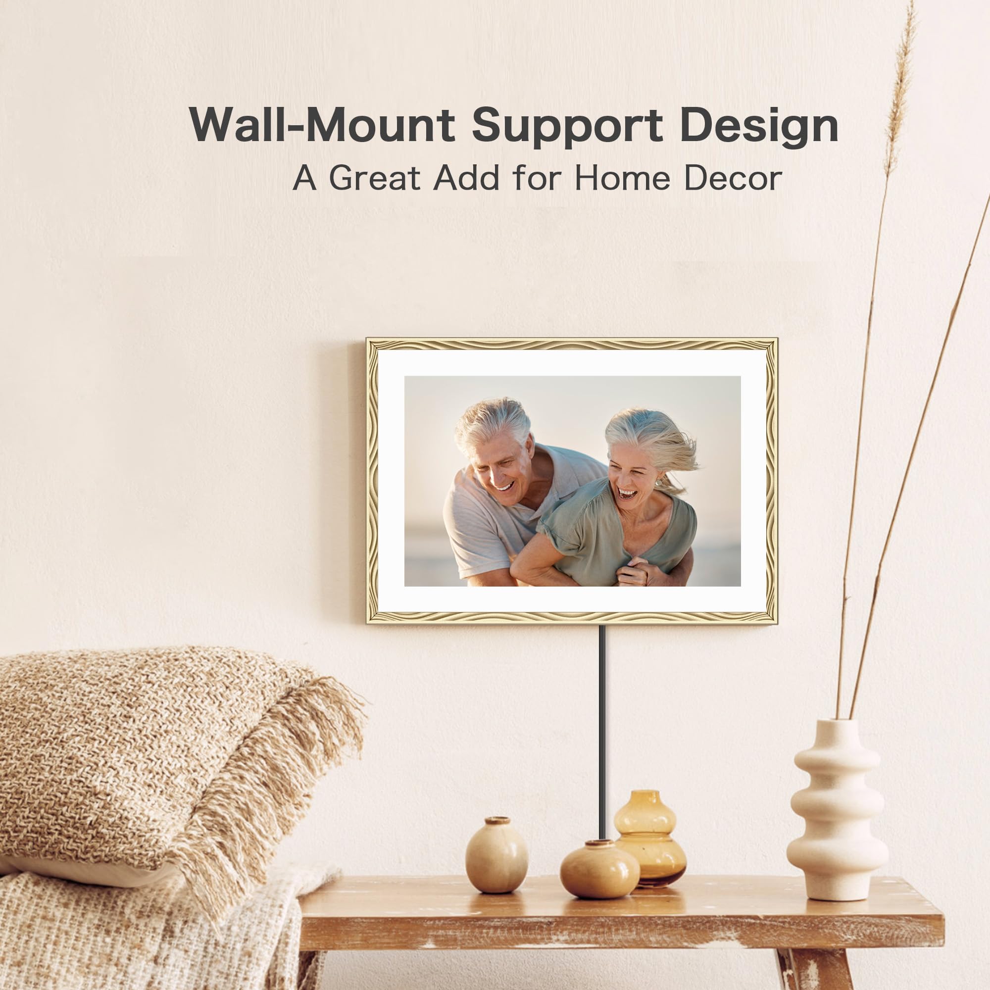 Digital Picture Frame, 10.1'' Frameo Digital Frame Wifi, 32GB Memory, 1280*800 HD Touch Screen Digital Photo Frame, Wall Mountable, Auto-Rotate, Share Instantly, Wedding, Birthday Gifts for Women, Mom