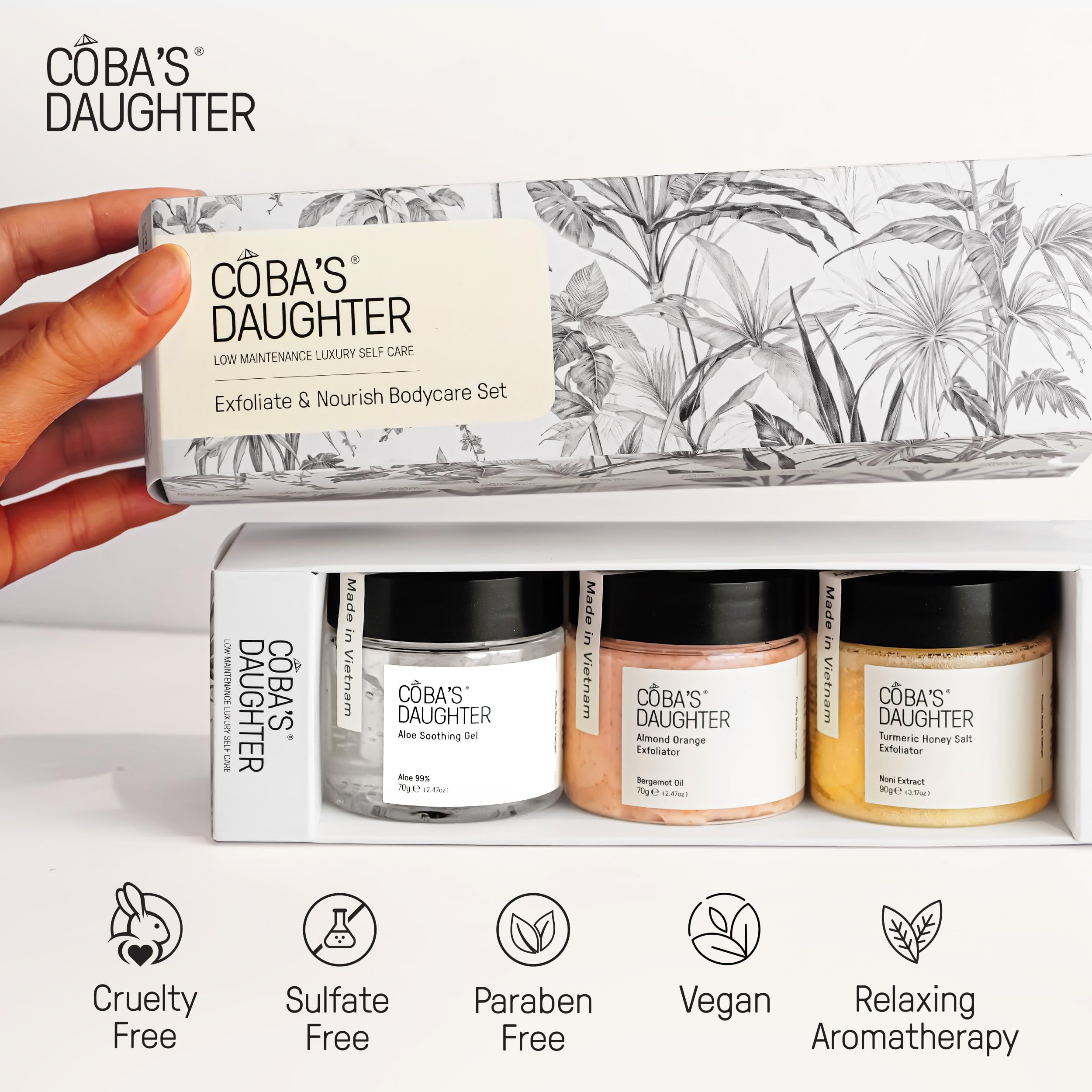 COBA’S DAUGHTER Christmas Gift for Women - Bath & Body Care Gift Basket, 7-Piece Spa Inspired Set with Body Wash, Bubble Bath & Travel Minis - Perfect Birthday Gift, Self-Care Spa Set