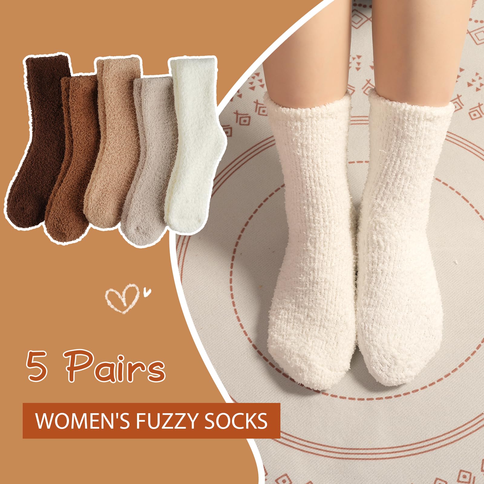 Fuzzy Socks for Women Gifts, Fluffy Cozy Plush Soft Slipper Socks for Fall Winter Christmas Warm Sleeping Home 5/6 Pairs