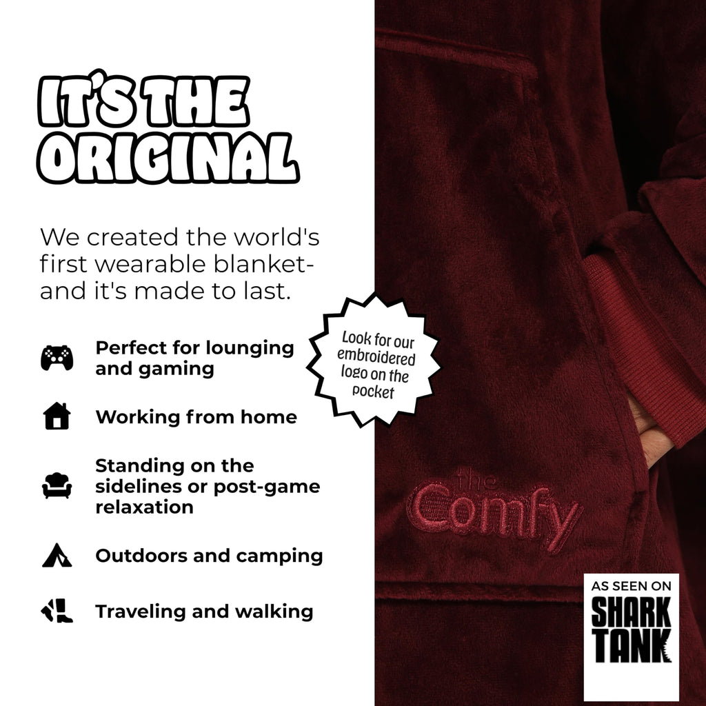 THE COMFY Original | Sherpa Lined Microfiber Fleece Wearable Blanket, Oversized Design with Hood and Pocket from Shark Tank