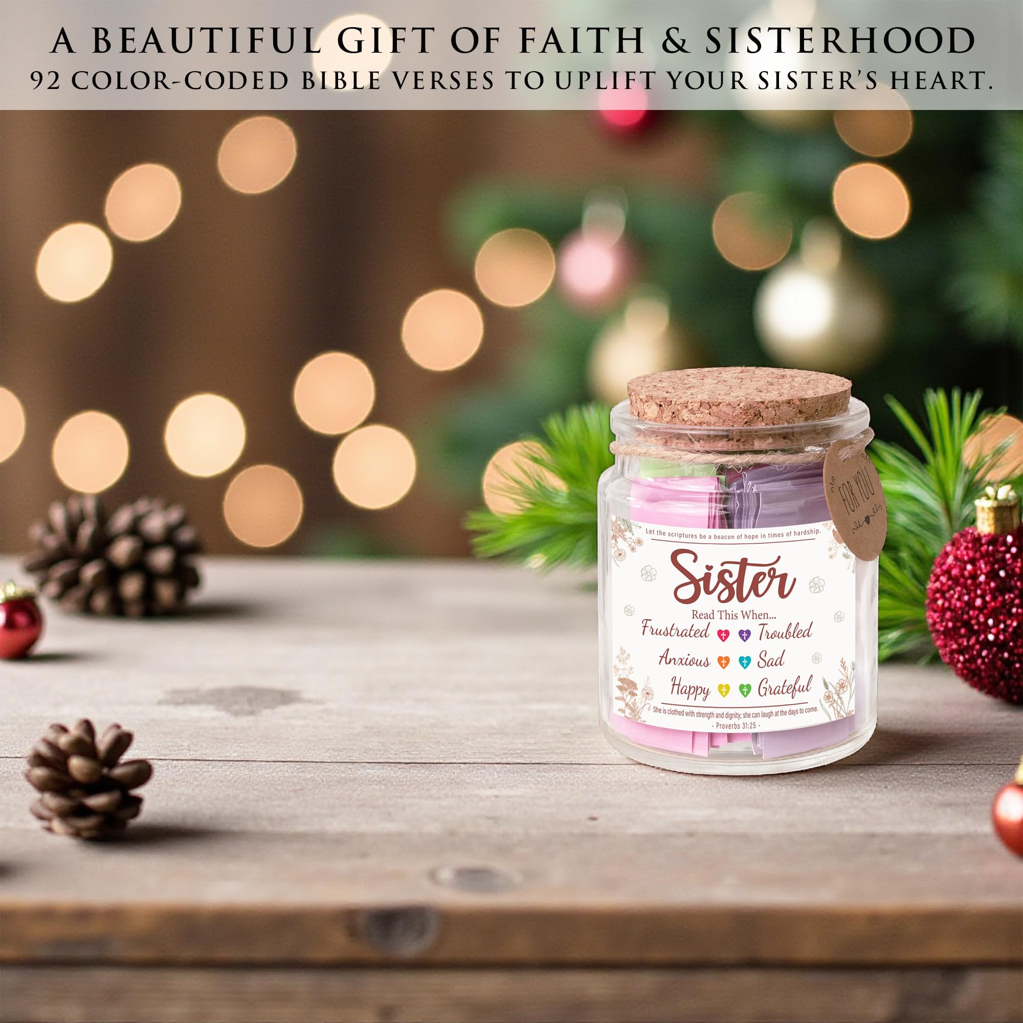 Read This When Bible Verses Jar for Daily Encouragement – Christian, Birthday & Christmas Gifts for Women; Great Gift for Mom, White Elephant Gift & Stocking Stuffer for Women