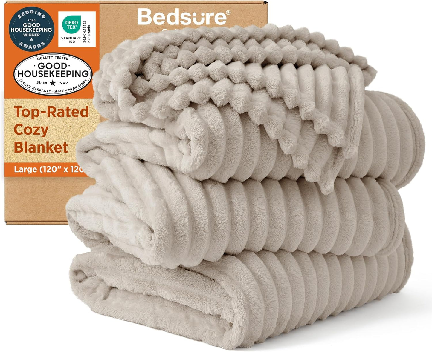 Bedsure GentleSoft White Throw Blanket for Couch - Cozy Blanket for Women, Cute Fleece Throw for Girls, Christmas Birthday Gifts for Women Men Teen, Room Home Boho Fall Decor, Off White, 50x60 Inches