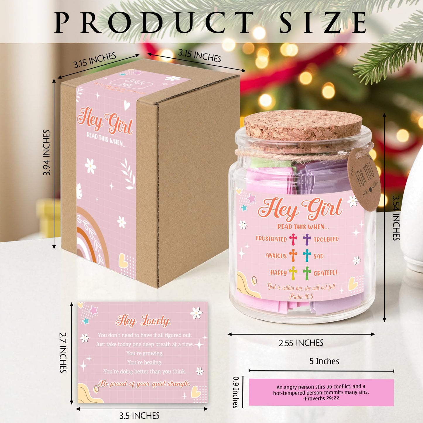 Read This When Bible Verses Jar for Daily Encouragement – Christian, Birthday & Christmas Gifts for Women; Great Gift for Mom, White Elephant Gift & Stocking Stuffer for Women