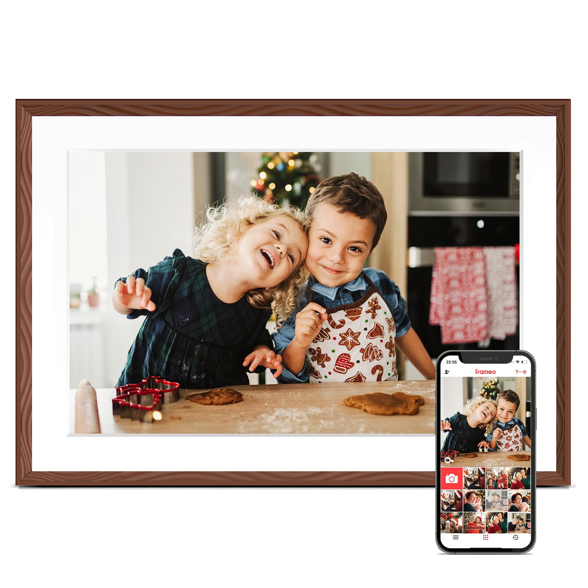 Digital Picture Frame, 10.1'' Frameo Digital Frame Wifi, 32GB Memory, 1280*800 HD Touch Screen Digital Photo Frame, Wall Mountable, Auto-Rotate, Share Instantly, Wedding, Birthday Gifts for Women, Mom