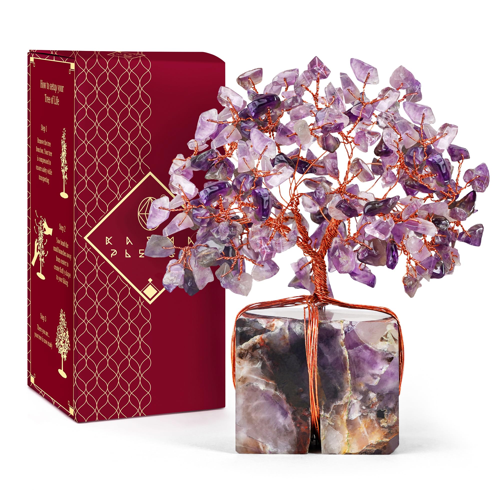 Crystal Tree of Life 7 Chakra Healing Crystals Trees for Home Decor, Office Desk Decor, Boho Decor, Handmade Bonsai Trees for Positive Energy, Money, Good Luck Birthday Gifts for Women, Mom