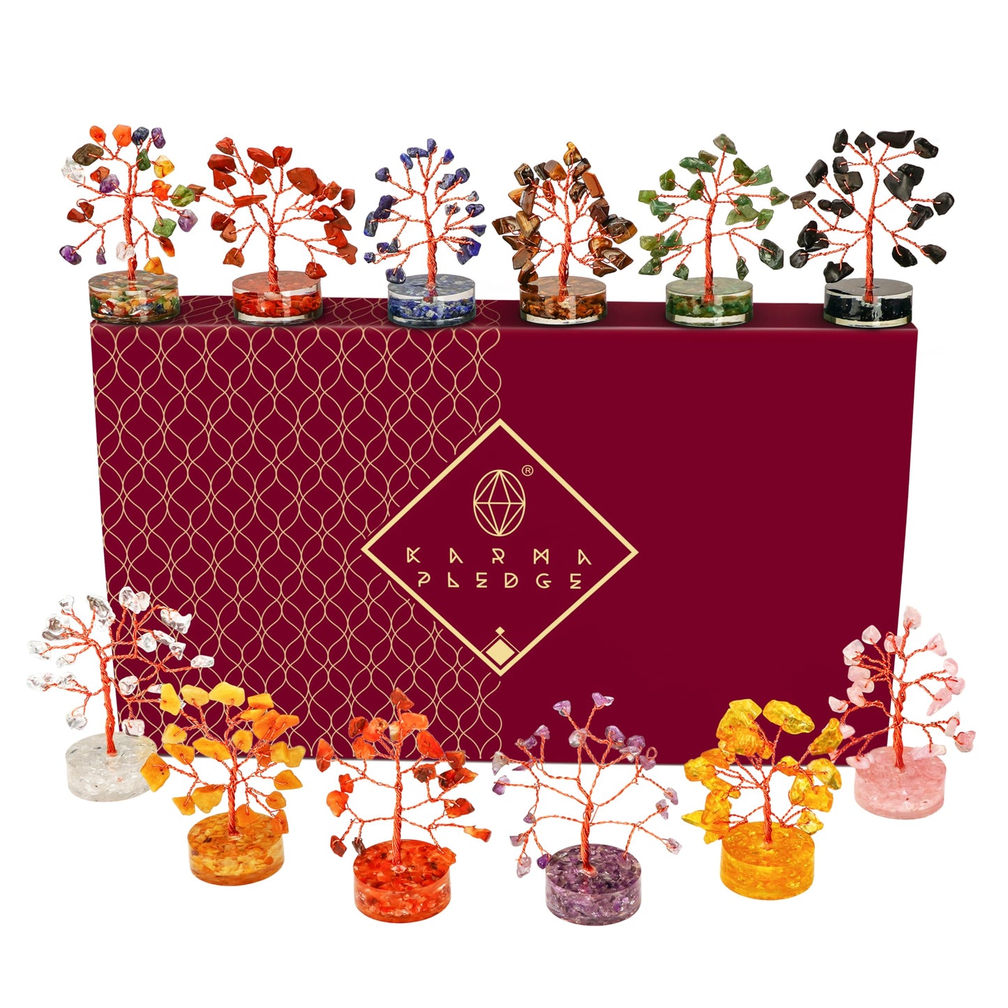 Crystal Tree of Life 7 Chakra Healing Crystals Trees for Home Decor, Office Desk Decor, Boho Decor, Handmade Bonsai Trees for Positive Energy, Money, Good Luck Birthday Gifts for Women, Mom