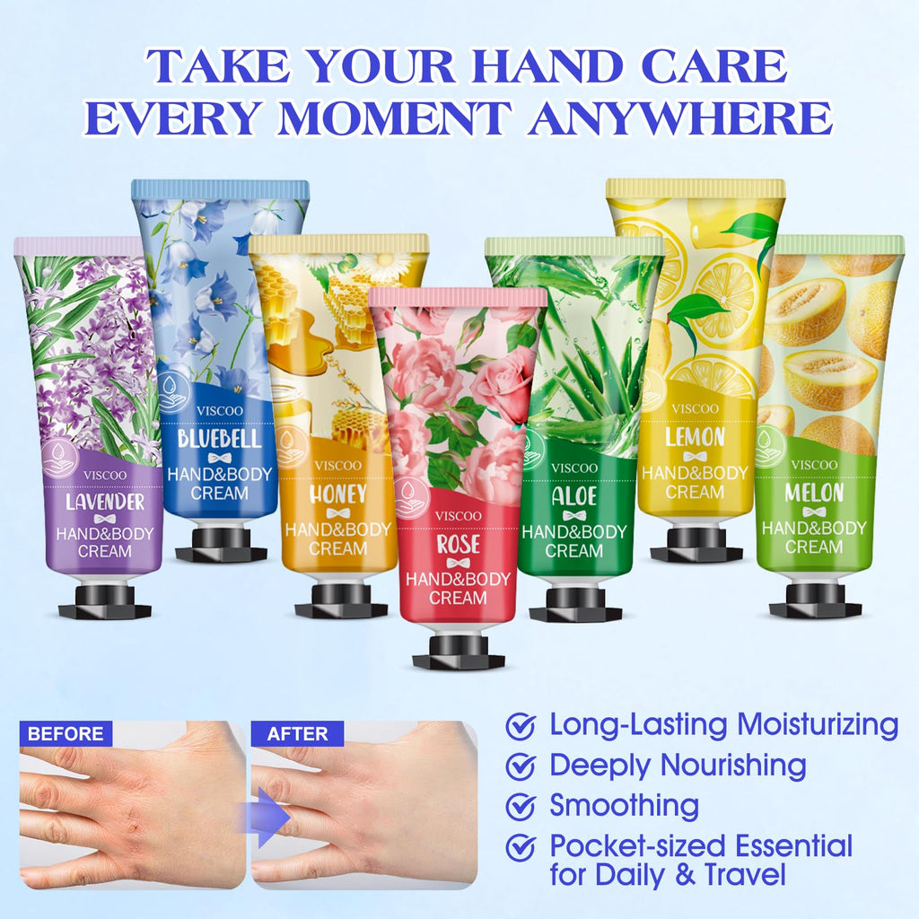 7 Pack Hand Cream Gifts Set for Women,Stocking Stuffers for Women,Teengirls,Christmas Gifts Bulk Gifts,Small Gifts,Mini Moisturizing Hand Lotion Travel Size in Bulk for Dry Cracked Hands