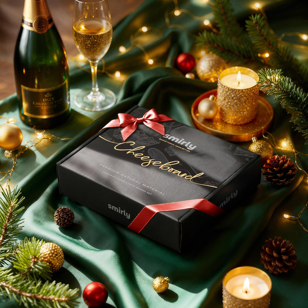 Smirly Charcuterie Board Set - Large Bamboo Cheese Board for Serving - House Warming Gifts New Home, Wedding & Bridal Shower Gift, Birthday Gift for Women