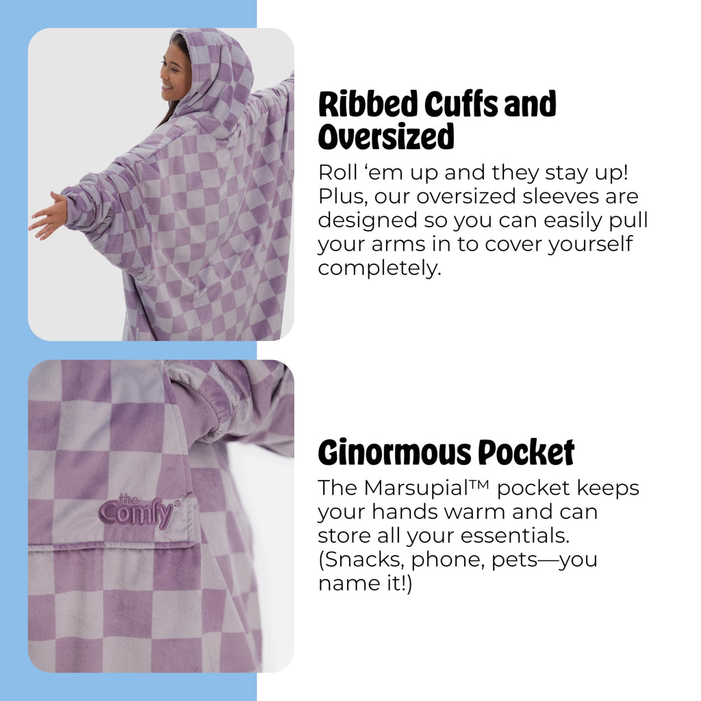 THE COMFY Original | Sherpa Lined Microfiber Fleece Wearable Blanket, Oversized Design with Hood and Pocket from Shark Tank