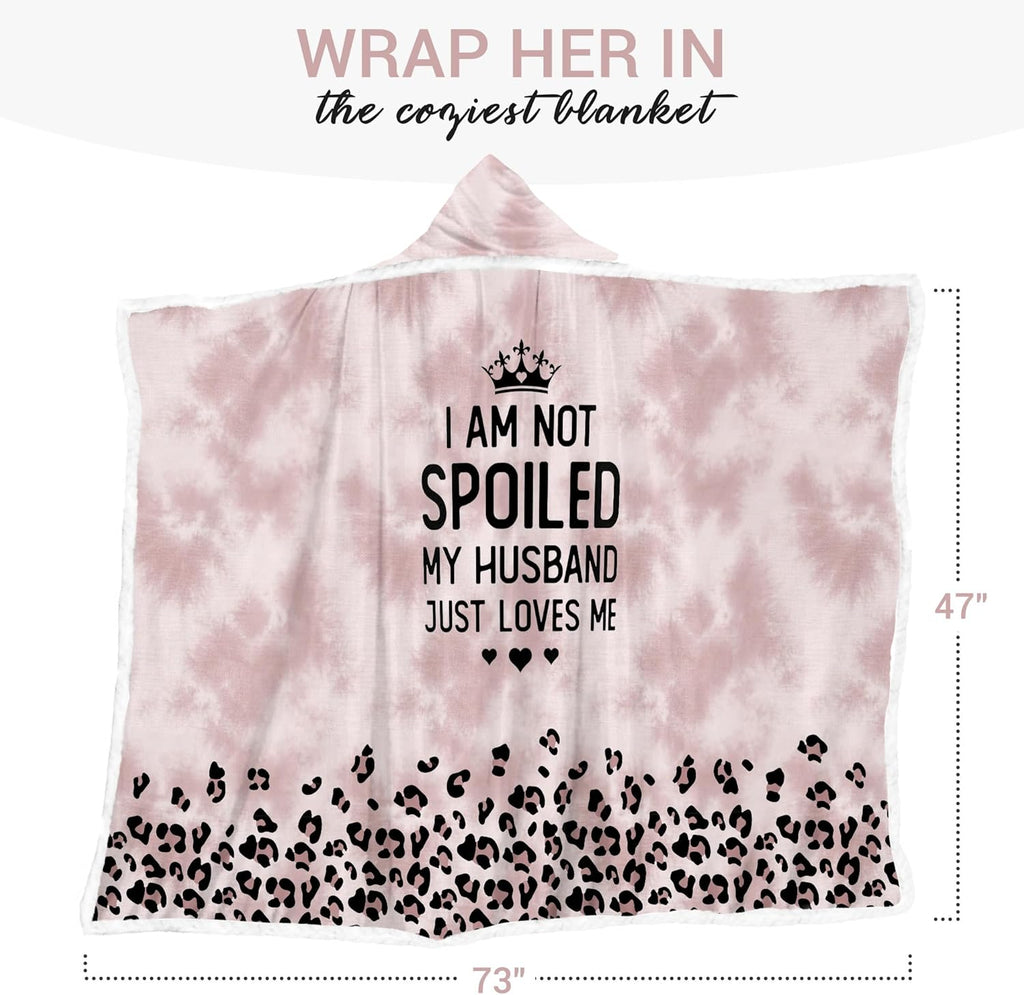 Spoiled Wife Fleece Wearable Blanket Hoodie - Mothers Day Gifts for Wife from Husband - Birthday Wife Gifts Ideas