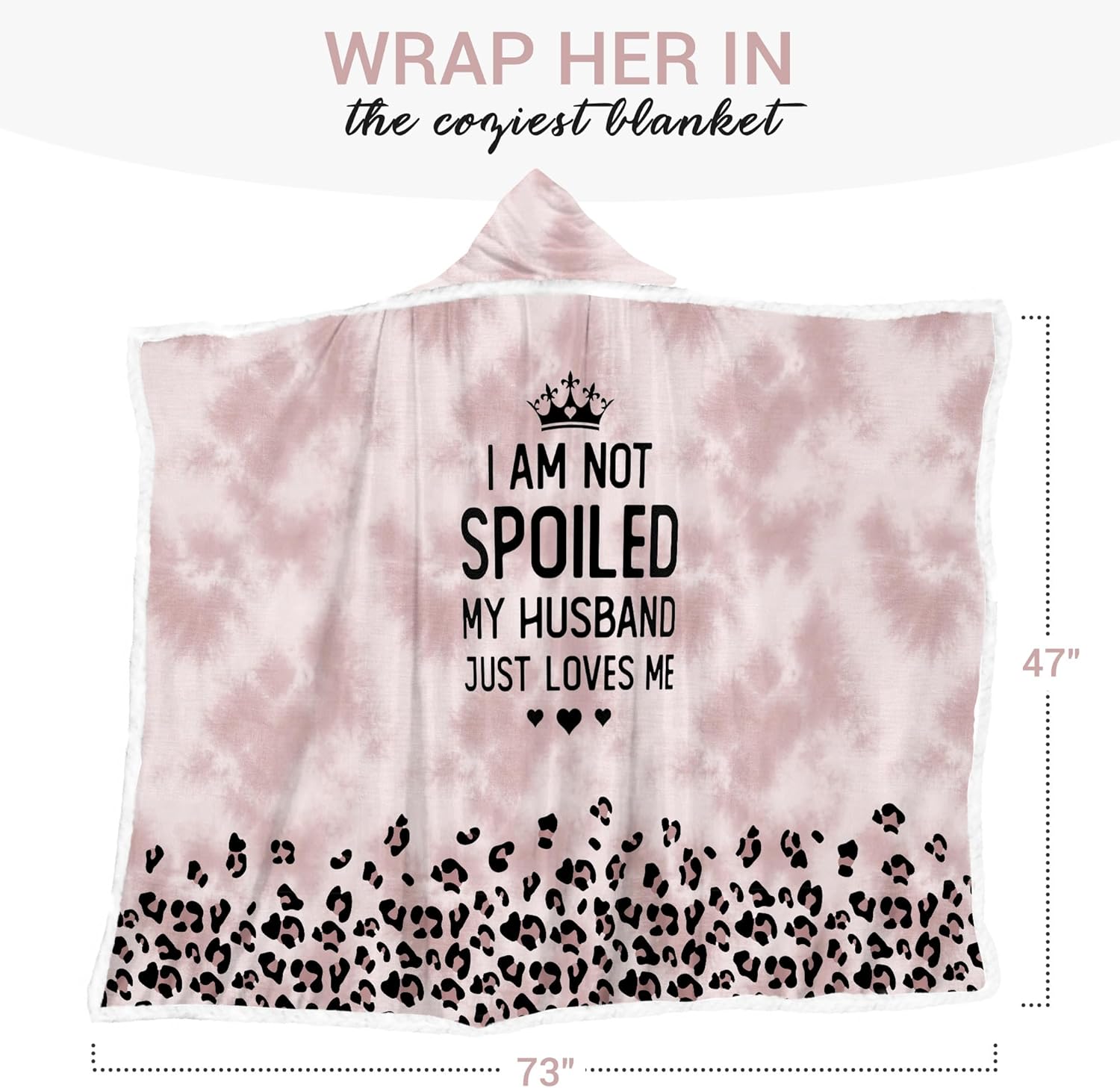 Spoiled Wife Fleece Wearable Blanket Hoodie - Mothers Day Gifts for Wife from Husband - Birthday Wife Gifts Ideas