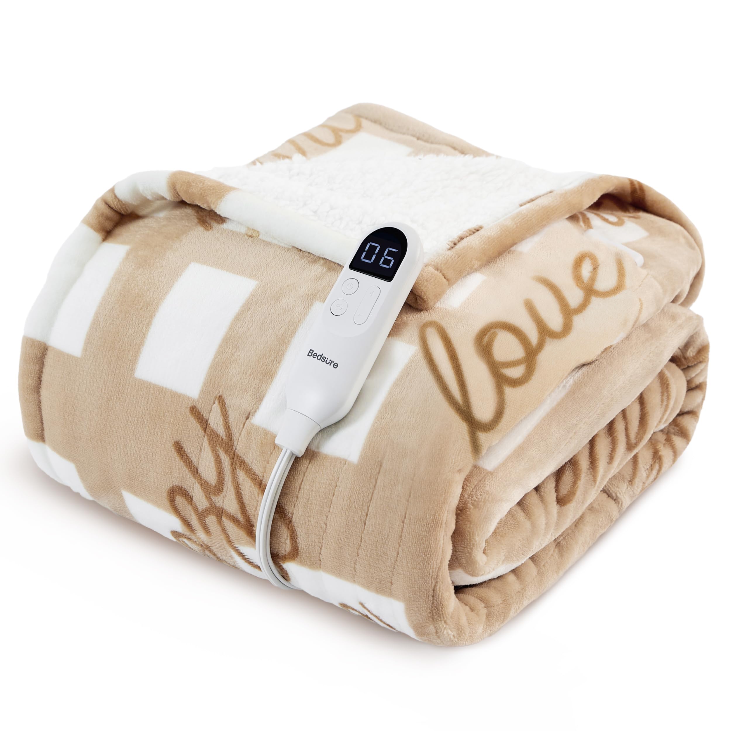 Bedsure GentleSoft Heated Blanket Electric Throw - Soft Ribbed Flannel Electric Blanket, Heating with 4 Time Settings, 6 Heat Levels, 3 hrs Timer Auto Shut Off, Gifts for Grandma (50x60 inches, Grey)