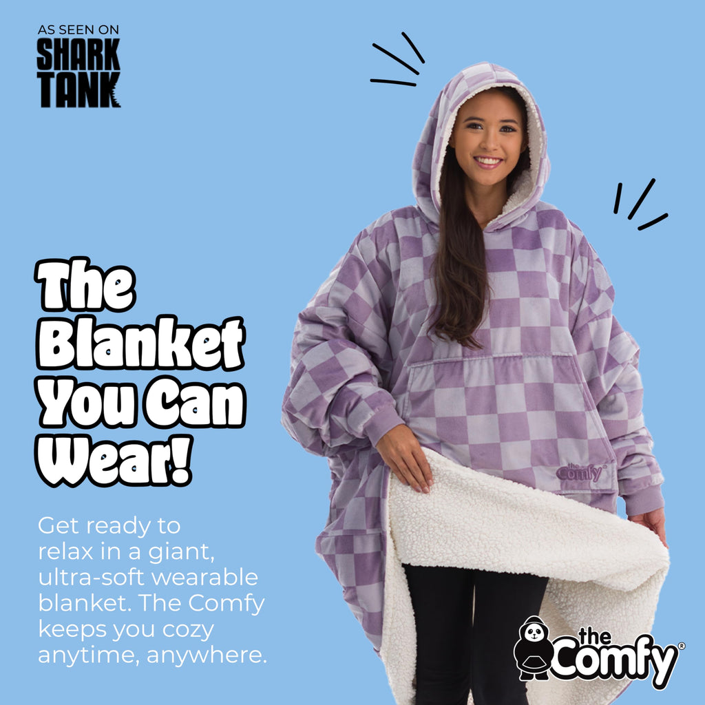 THE COMFY Original | Sherpa Lined Microfiber Fleece Wearable Blanket, Oversized Design with Hood and Pocket from Shark Tank