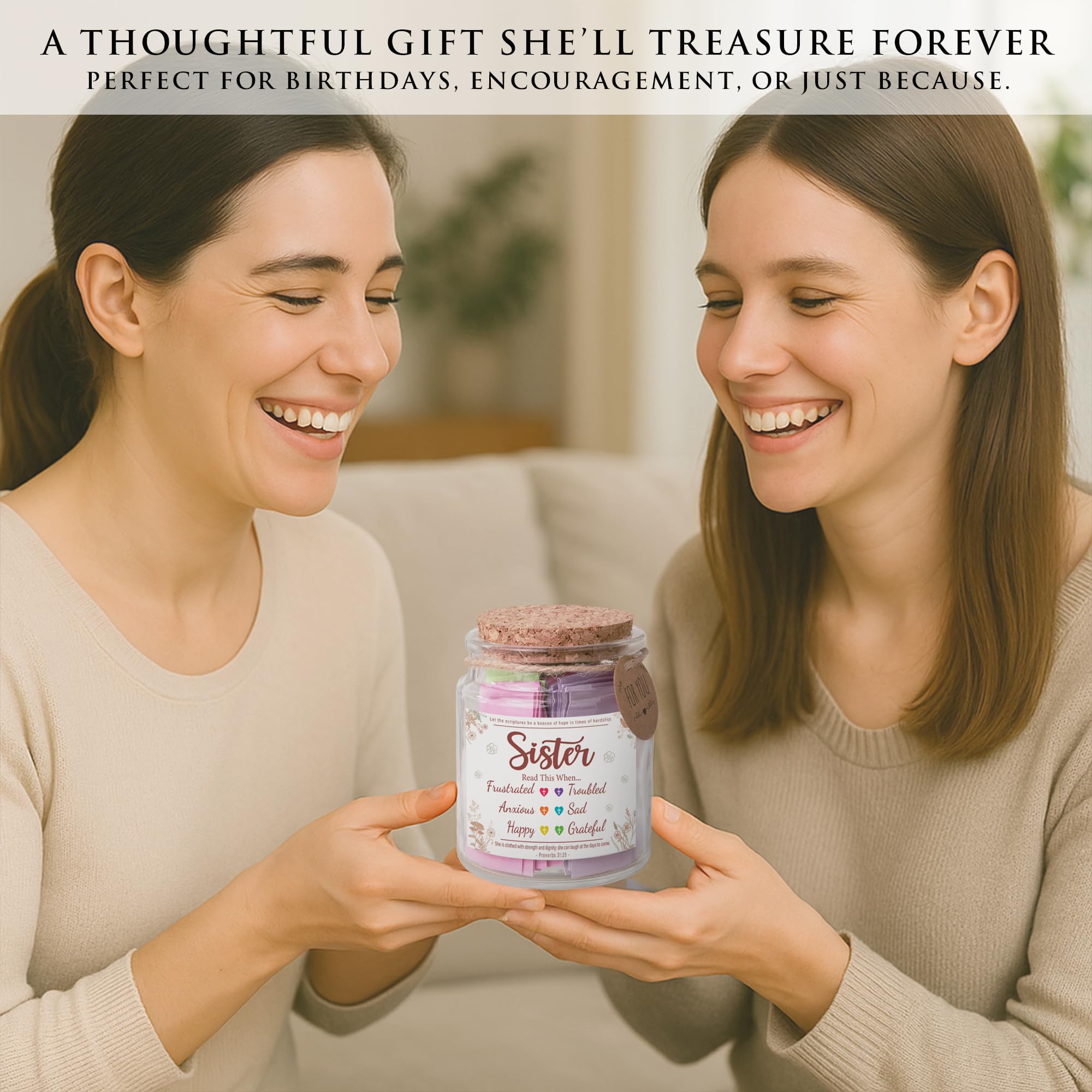 Read This When Bible Verses Jar for Daily Encouragement – Christian, Birthday & Christmas Gifts for Women; Great Gift for Mom, White Elephant Gift & Stocking Stuffer for Women