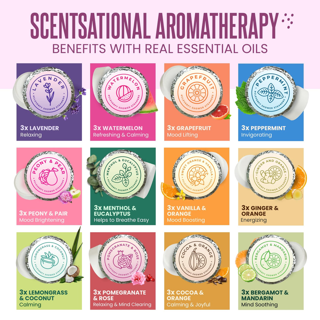 Cleverfy Shower Steamers Aromatherapy – Stocking Stuffers for Teen Girls, Women and Wife – Christmas Gifts for Teens and Women – White Elephant Gifts for Adults – 6 Tablets