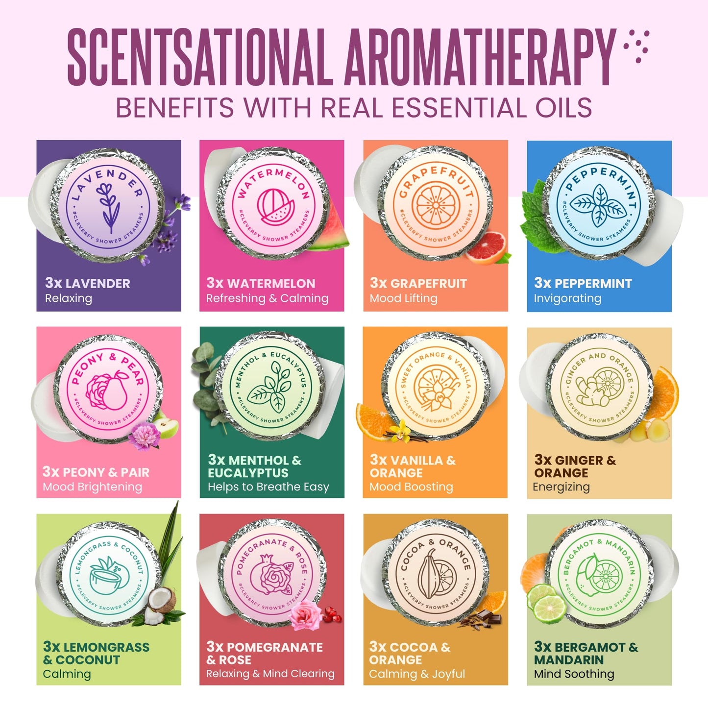 Cleverfy Shower Steamers Aromatherapy – Stocking Stuffers for Teen Girls, Women and Wife – Christmas Gifts for Teens and Women – White Elephant Gifts for Adults – 6 Tablets