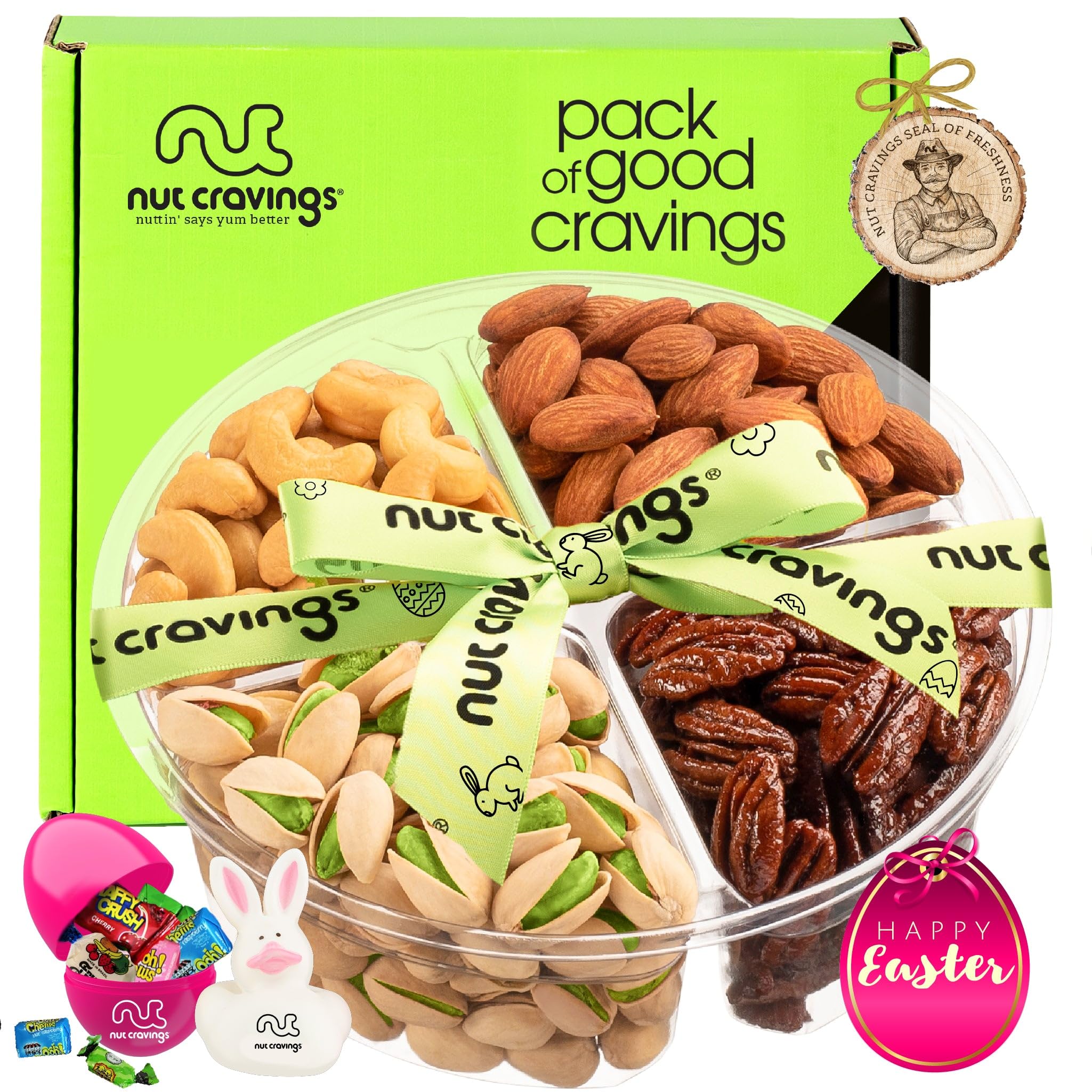 NUT CRAVINGS - Thanksgiving Mixed Nuts Gift Basket in Red Gold Box (7 Assortments, 1 LB) Holiday Xmas Christmas Food Arrangement, Healthy Snack Care Package, Food Assortments