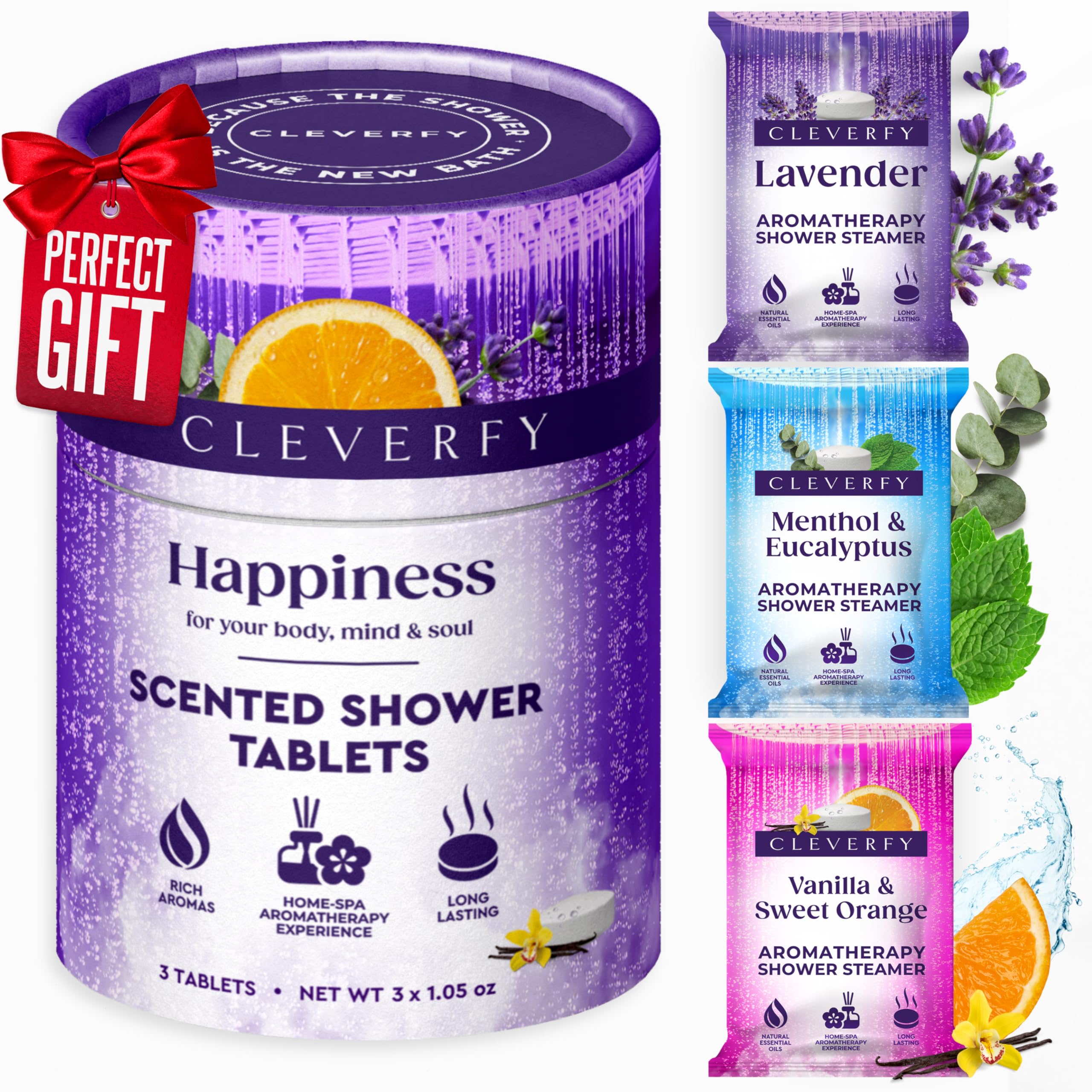 Cleverfy Shower Steamers Aromatherapy – Stocking Stuffers for Teen Girls, Women and Wife – Christmas Gifts for Teens and Women – White Elephant Gifts for Adults – 6 Tablets