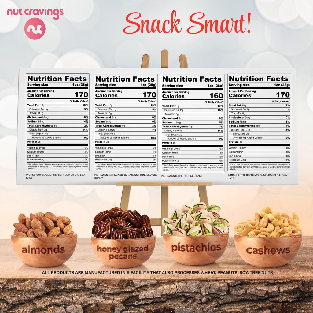 NUT CRAVINGS - Thanksgiving Mixed Nuts Gift Basket in Red Gold Box (7 Assortments, 1 LB) Holiday Xmas Christmas Food Arrangement, Healthy Snack Care Package, Food Assortments