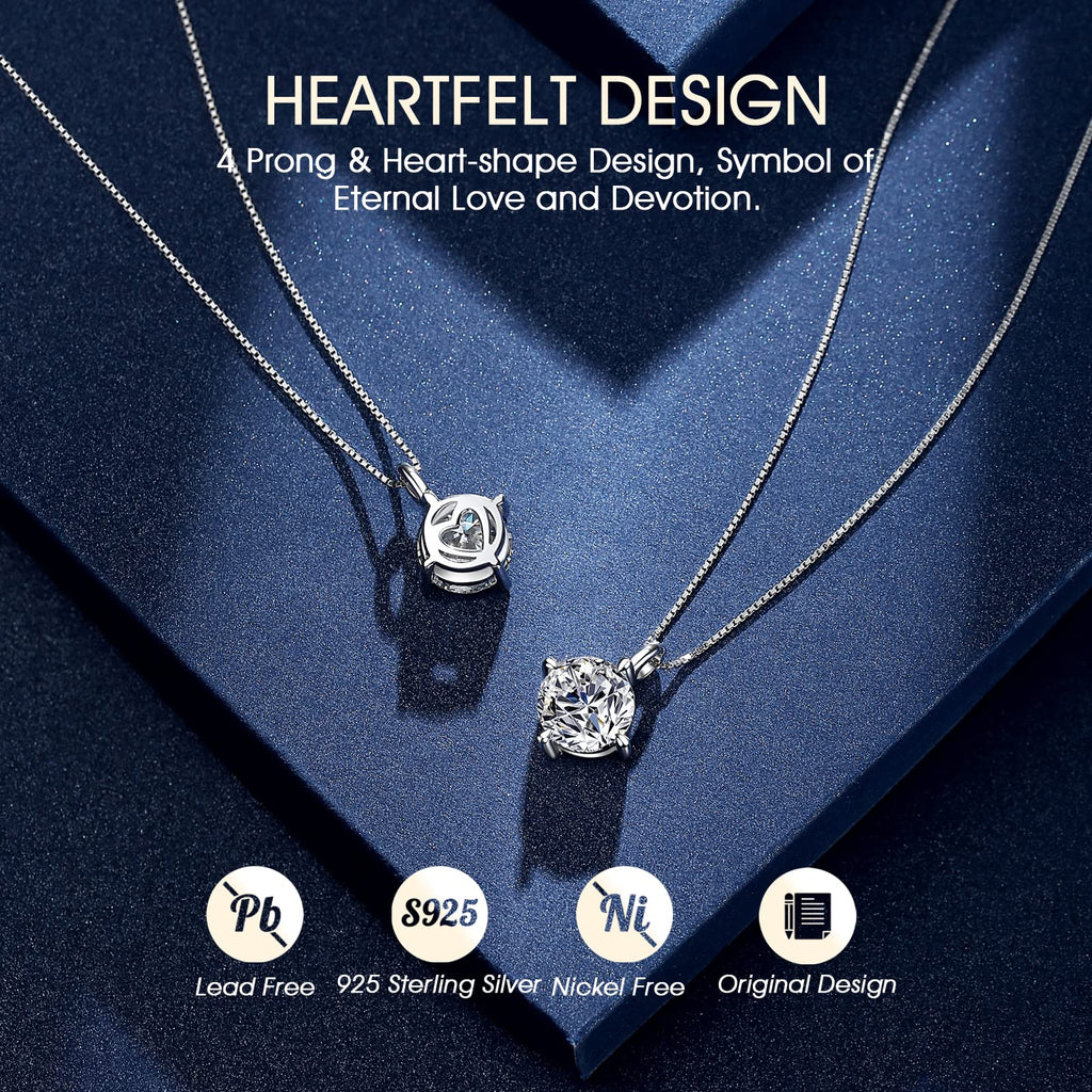 Beam & Bask Pendant Necklace for Wife or Girlfriend, Anniversary Birthday Wedding Moissanite Jewelry for Soulmate Her Women, S925 Sterling Silver