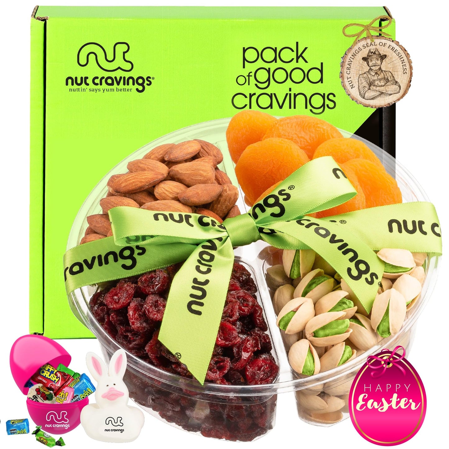 NUT CRAVINGS - Thanksgiving Mixed Nuts Gift Basket in Red Gold Box (7 Assortments, 1 LB) Holiday Xmas Christmas Food Arrangement, Healthy Snack Care Package, Food Assortments