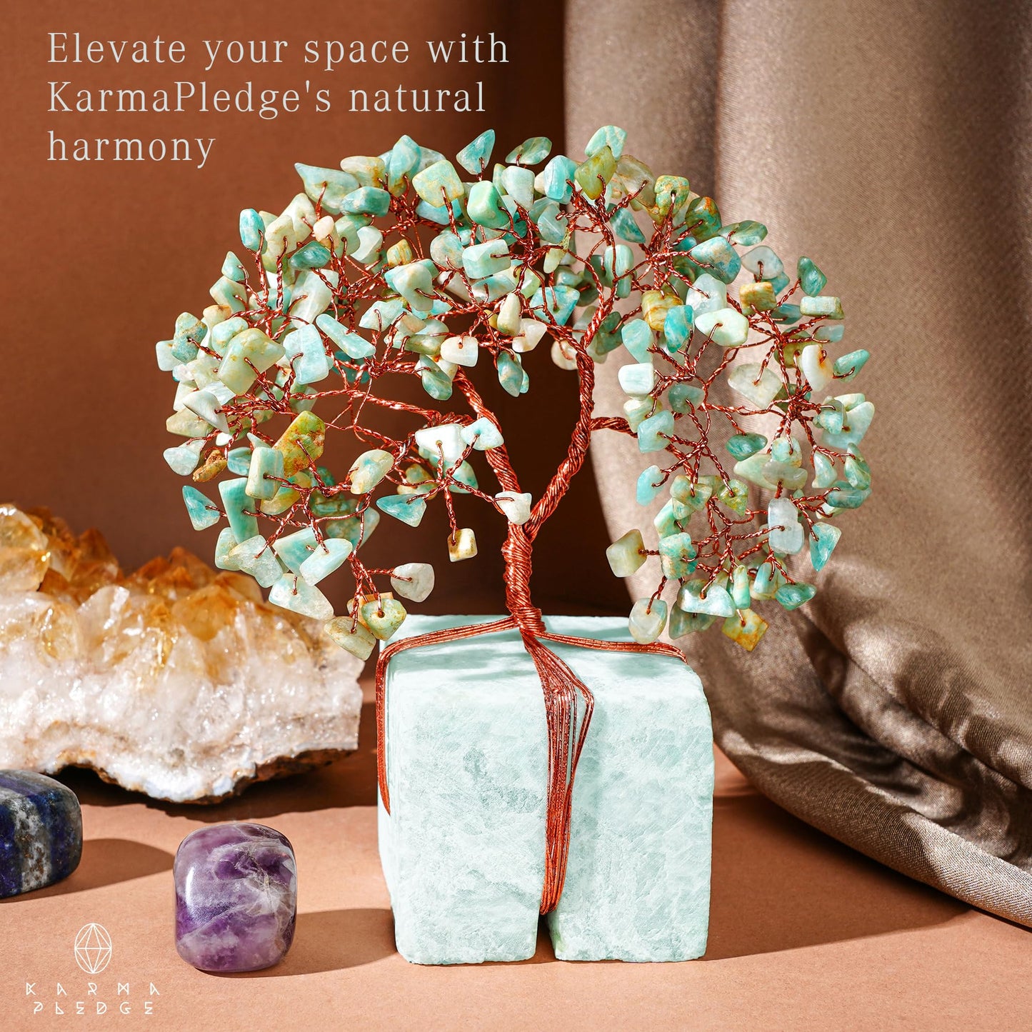 Crystal Tree of Life 7 Chakra Healing Crystals Trees for Home Decor, Office Desk Decor, Boho Decor, Handmade Bonsai Trees for Positive Energy, Money, Good Luck Birthday Gifts for Women, Mom