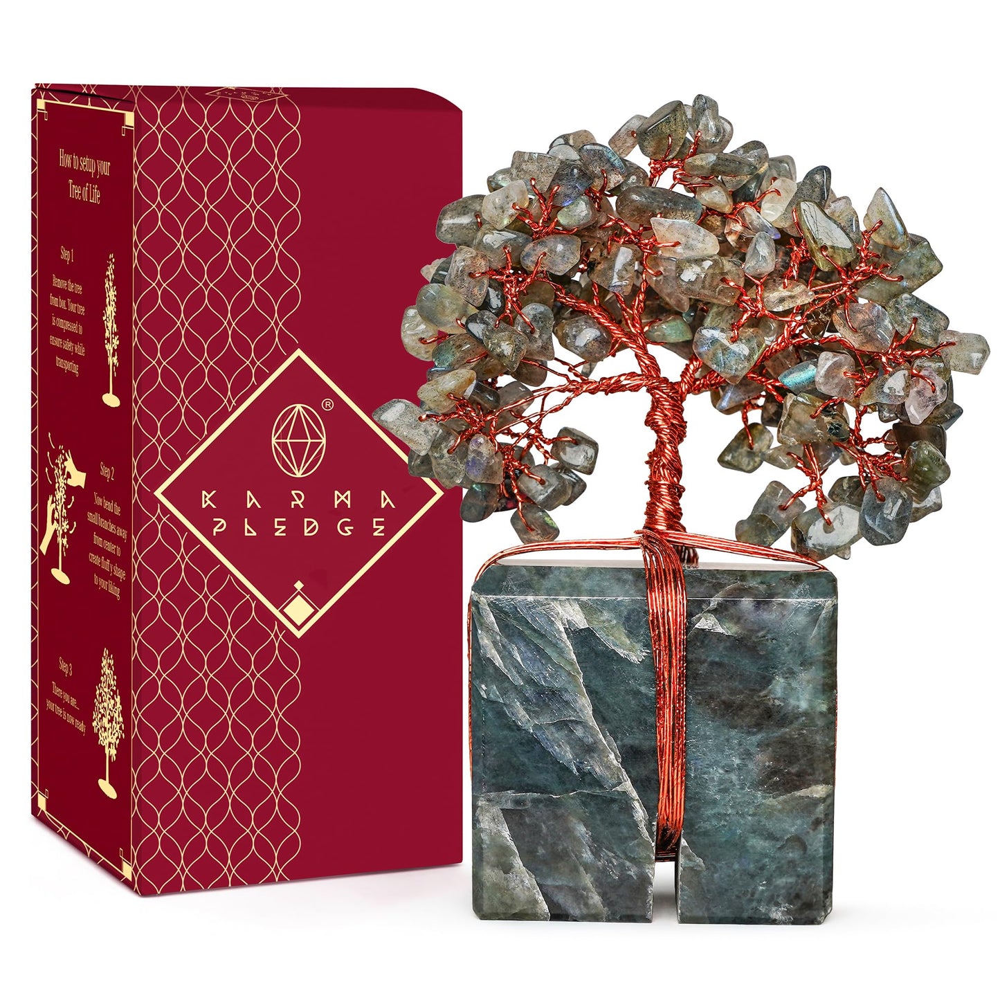 Crystal Tree of Life 7 Chakra Healing Crystals Trees for Home Decor, Office Desk Decor, Boho Decor, Handmade Bonsai Trees for Positive Energy, Money, Good Luck Birthday Gifts for Women, Mom