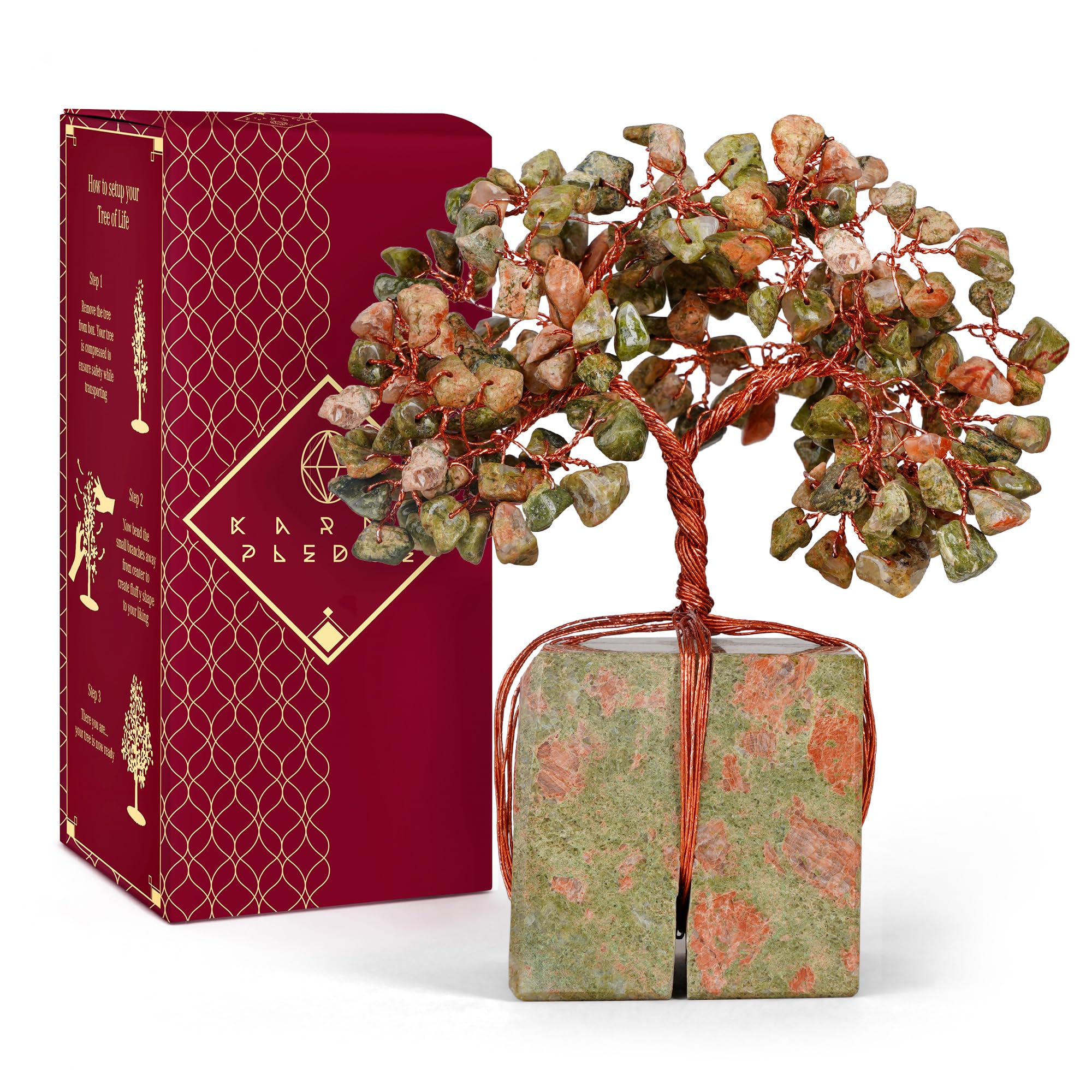 Crystal Tree of Life 7 Chakra Healing Crystals Trees for Home Decor, Office Desk Decor, Boho Decor, Handmade Bonsai Trees for Positive Energy, Money, Good Luck Birthday Gifts for Women, Mom