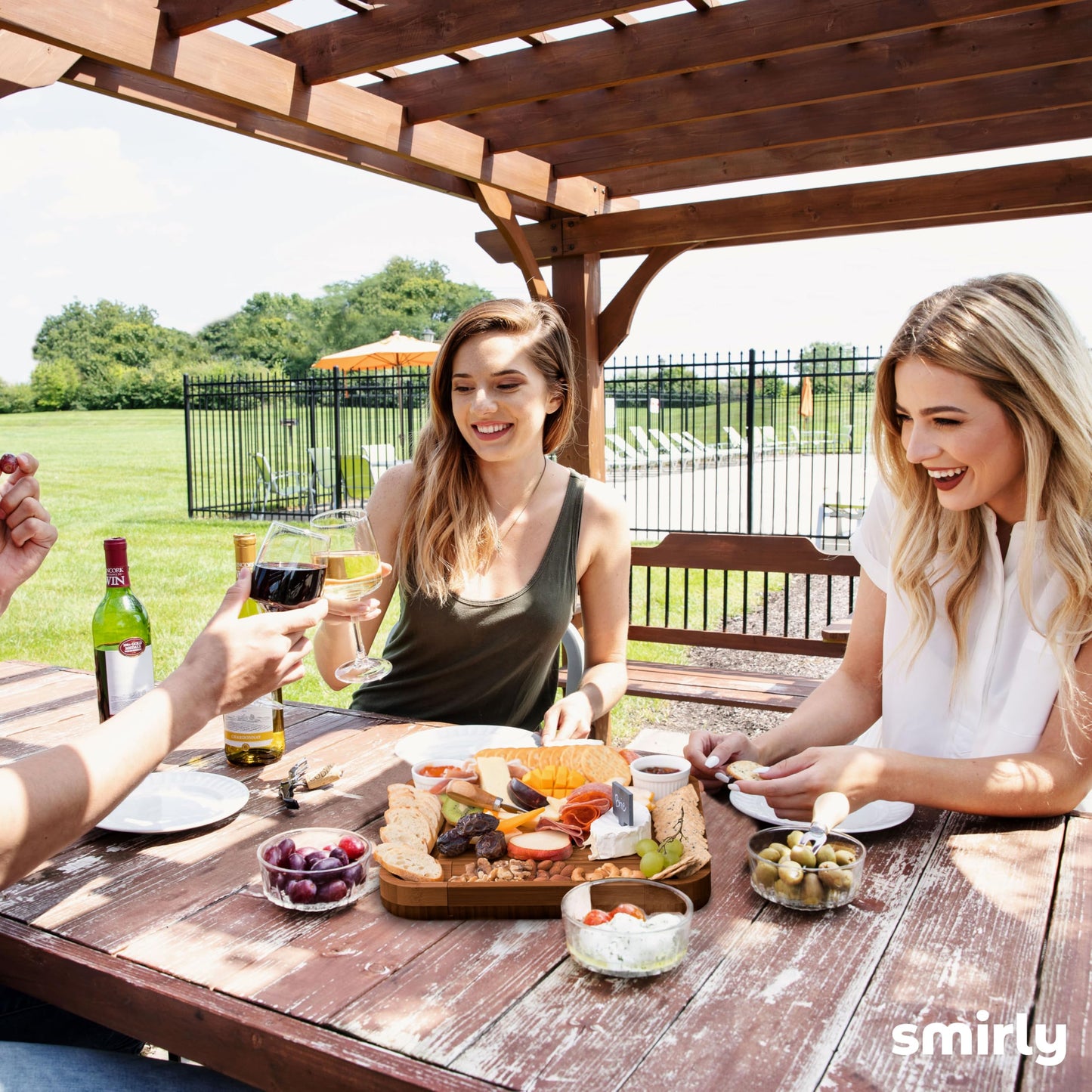 Smirly Charcuterie Board Set - Large Bamboo Cheese Board for Serving - House Warming Gifts New Home, Wedding & Bridal Shower Gift, Birthday Gift for Women